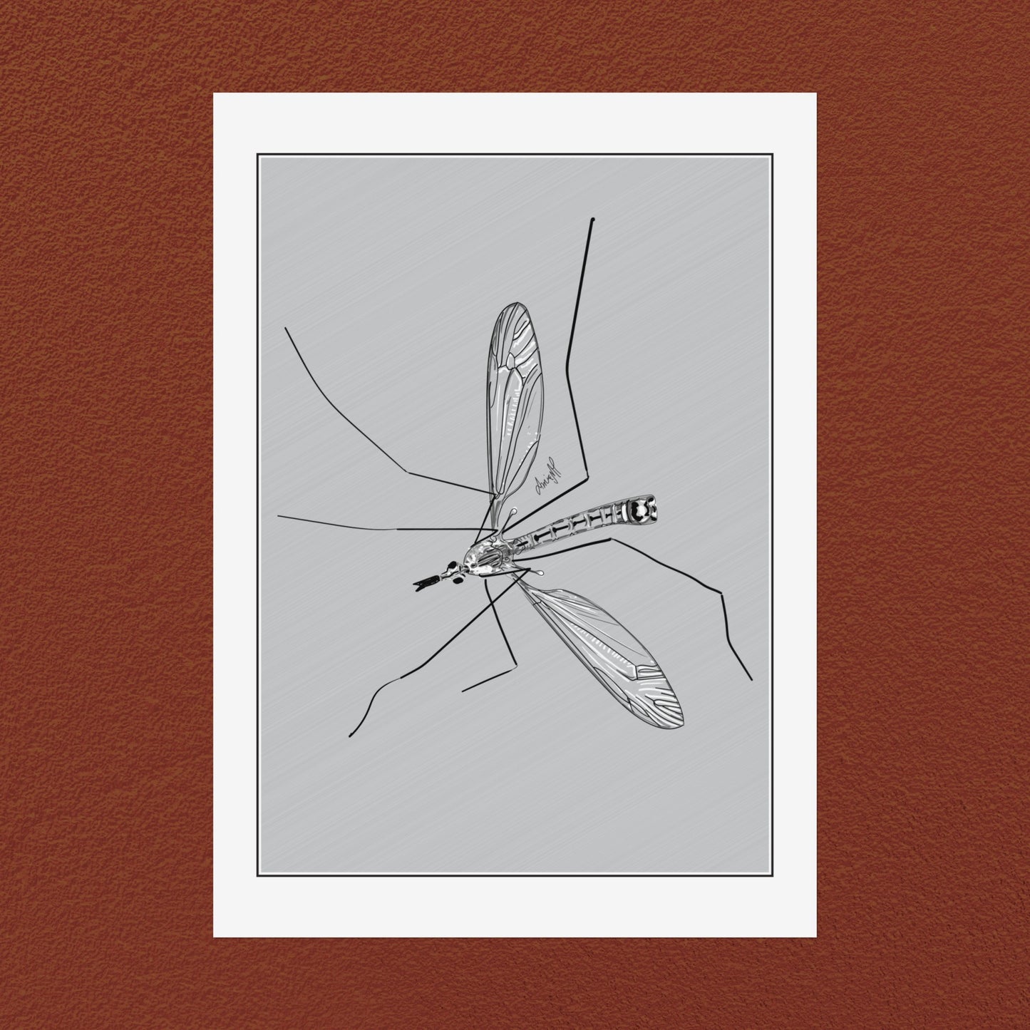 Line Art Insects - Mosquito Vertical Print, 19 sizes