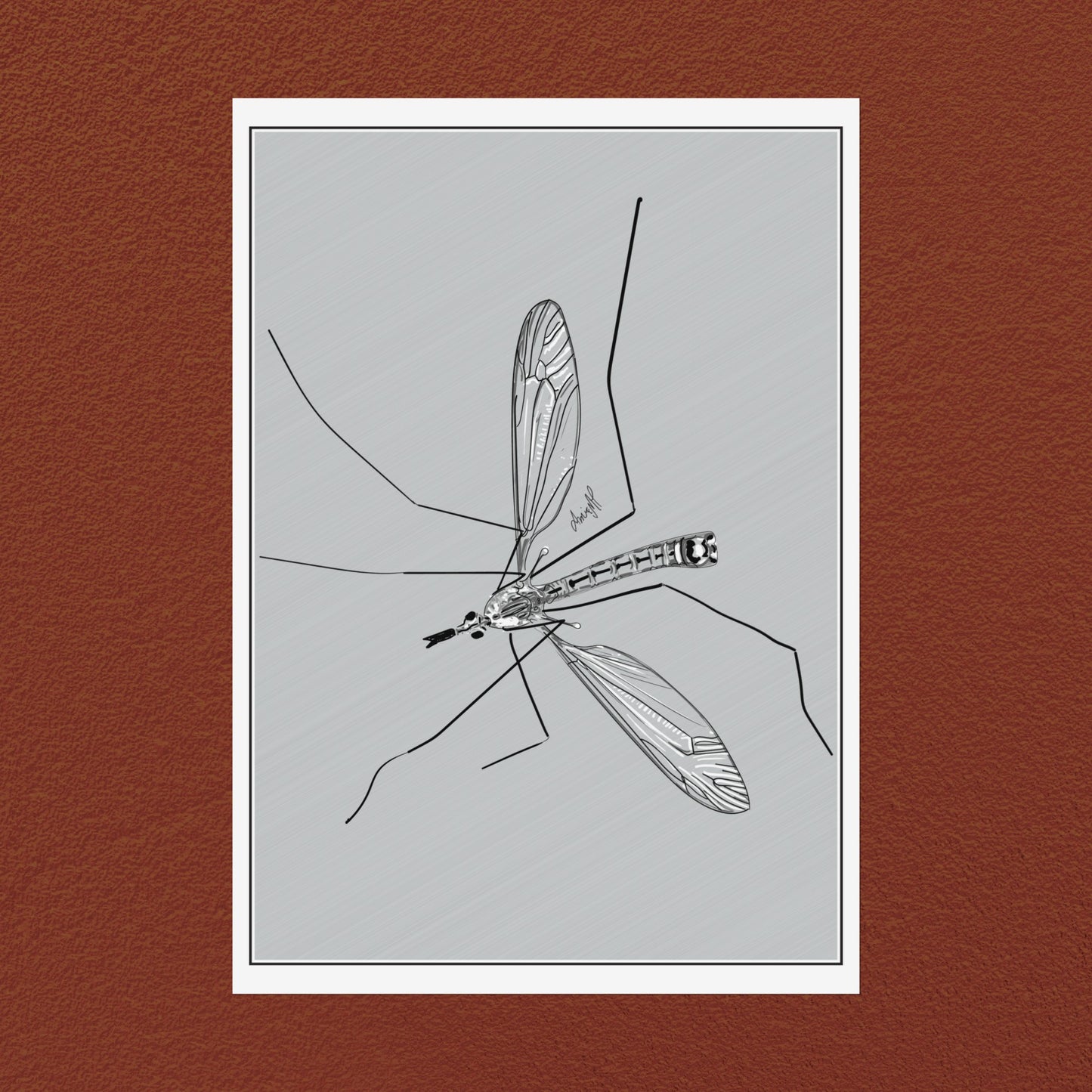 Line Art Insects - Mosquito Vertical Print, 19 sizes