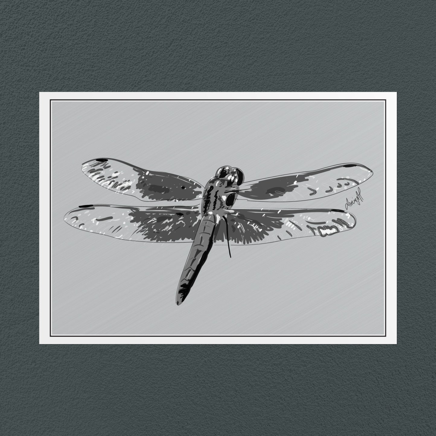 Line Art Insects - Dragonfly Art Print, available in 19 sizes