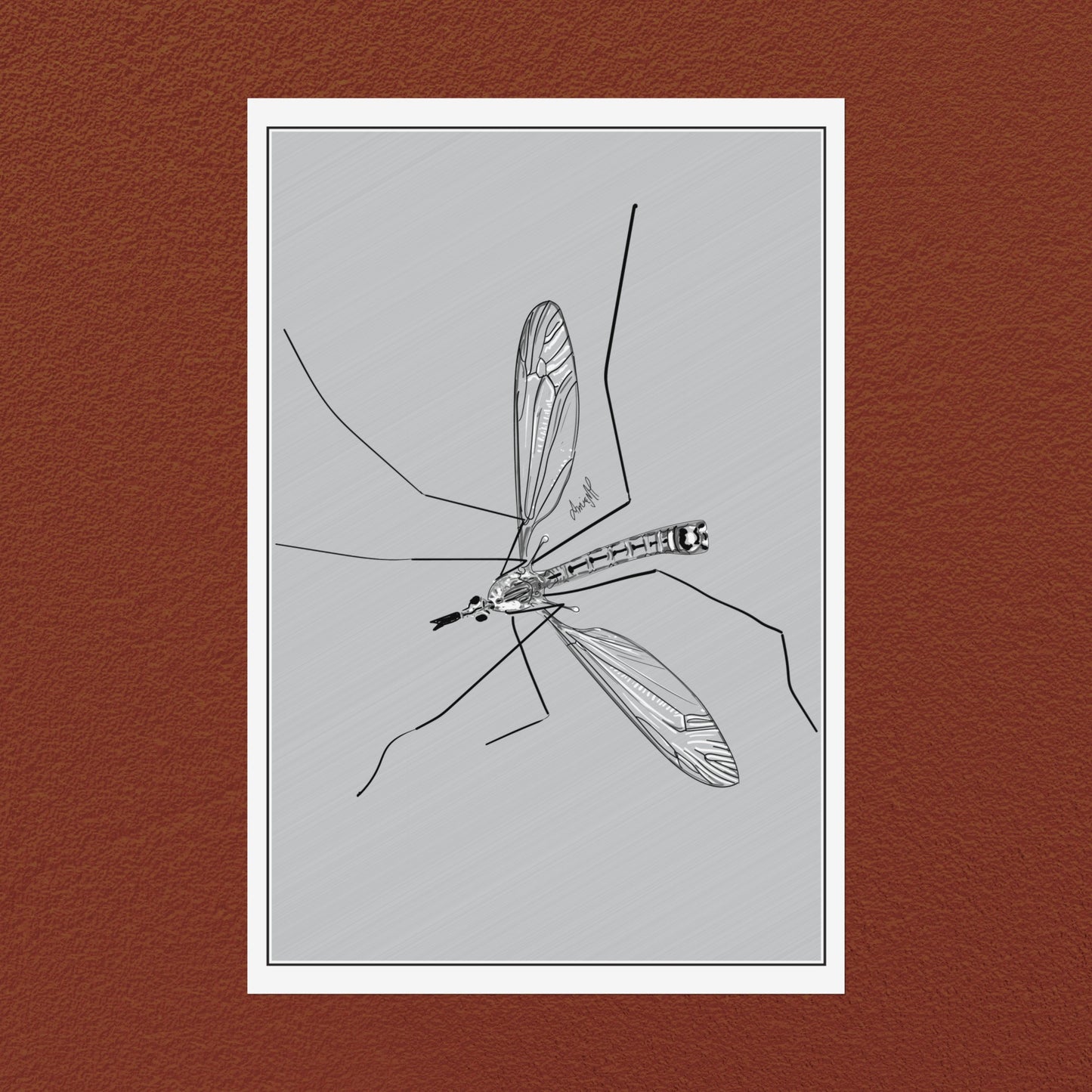 Line Art Insects - Mosquito Vertical Print, 19 sizes