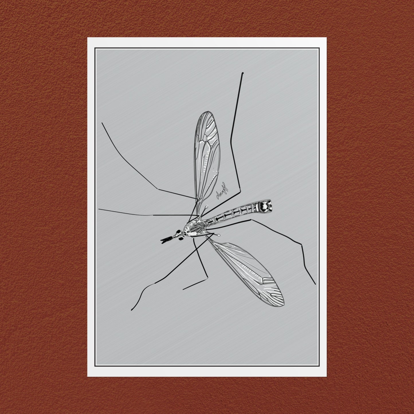 Line Art Insects - Mosquito Vertical Print, 19 sizes