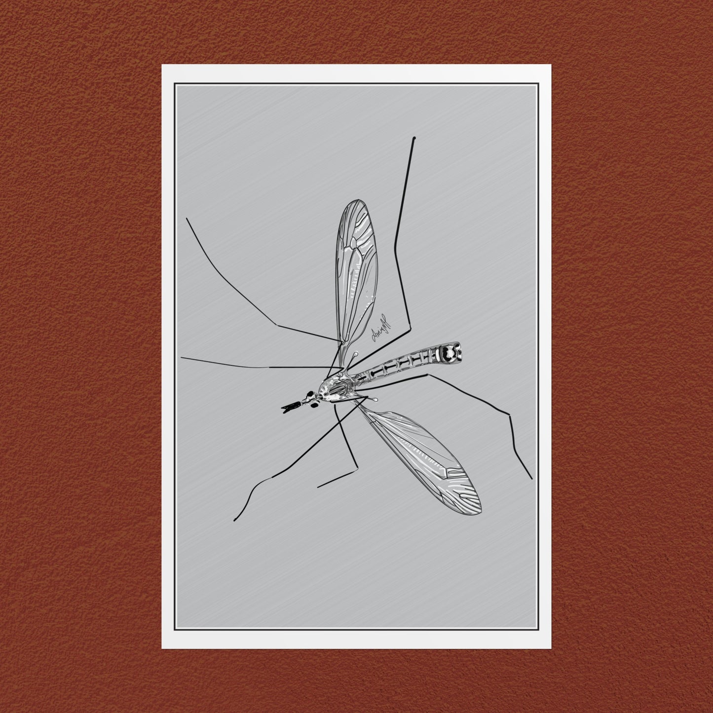 Line Art Insects - Mosquito Vertical Print, 19 sizes