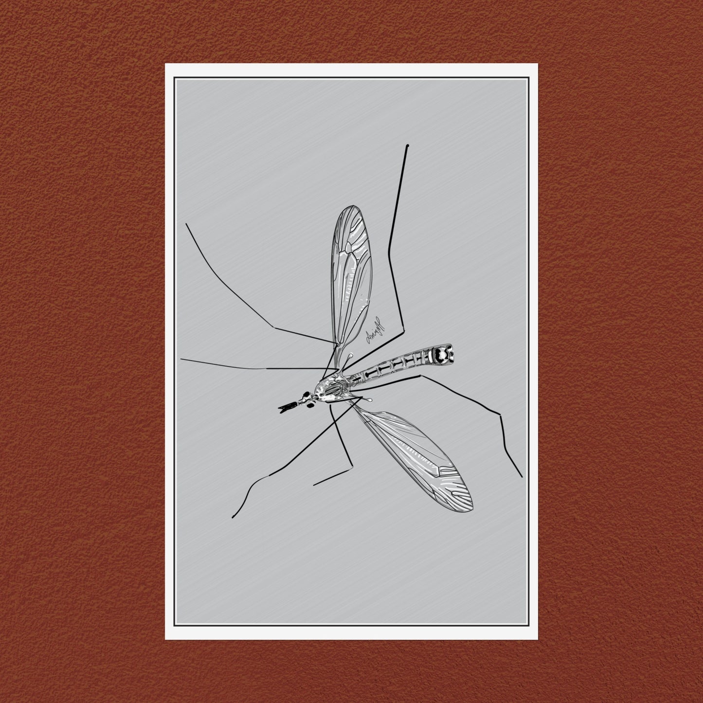 Line Art Insects - Mosquito Vertical Print, 19 sizes