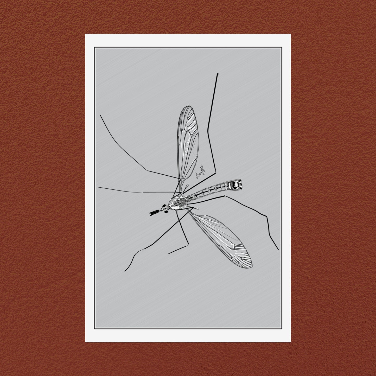 Line Art Insects - Mosquito Vertical Print, 19 sizes