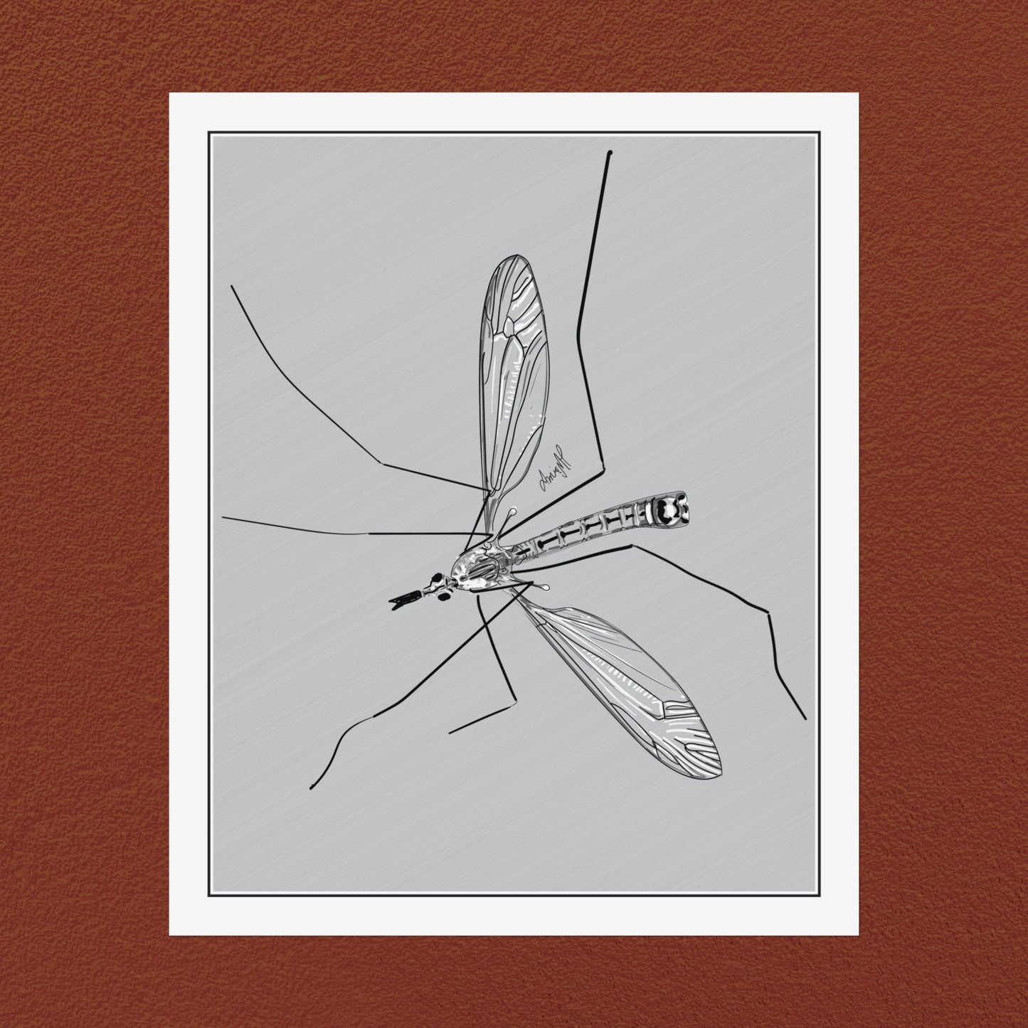 Line Art Insects - Mosquito Vertical Print, 19 sizes