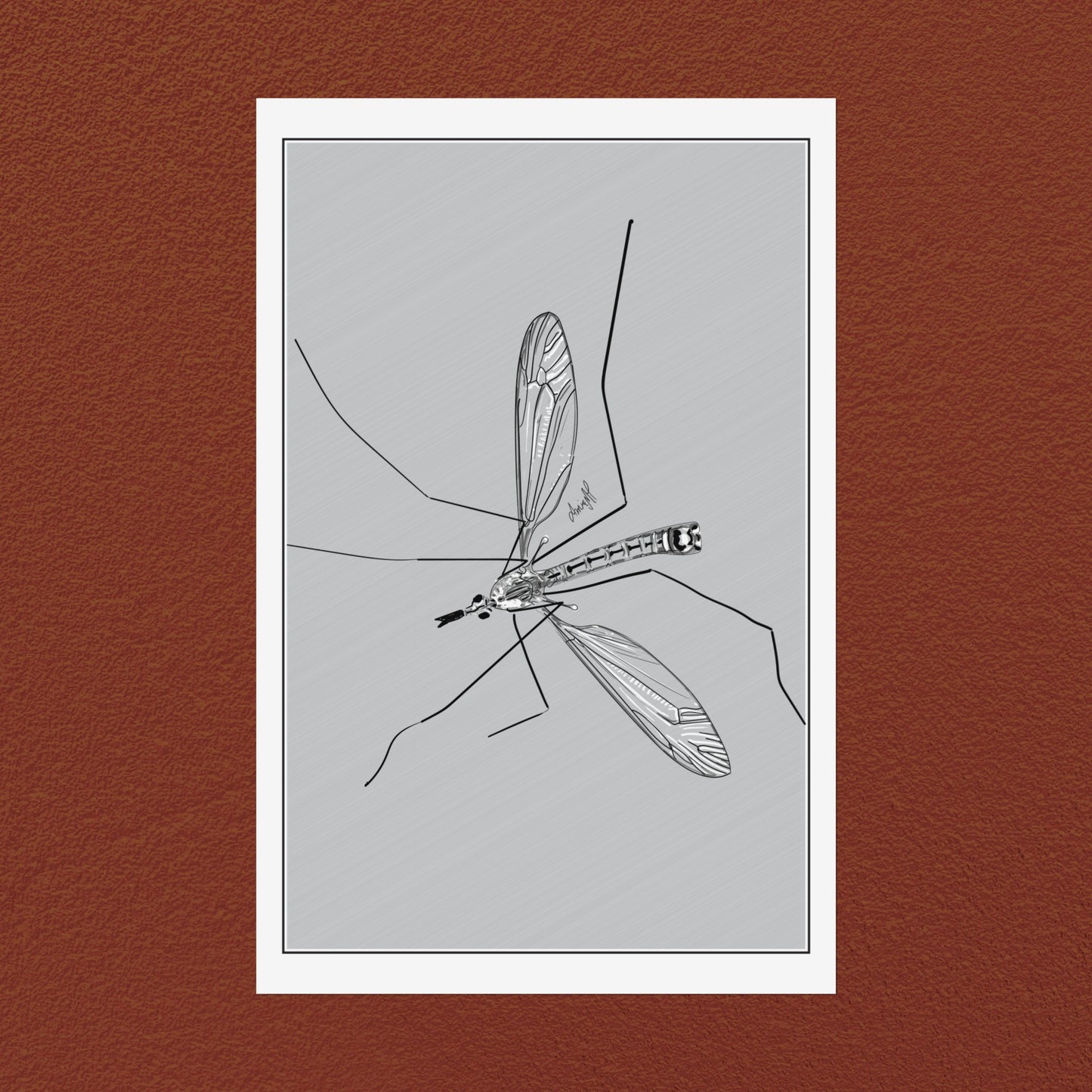 Line Art Insects - Mosquito Vertical Print, 19 sizes