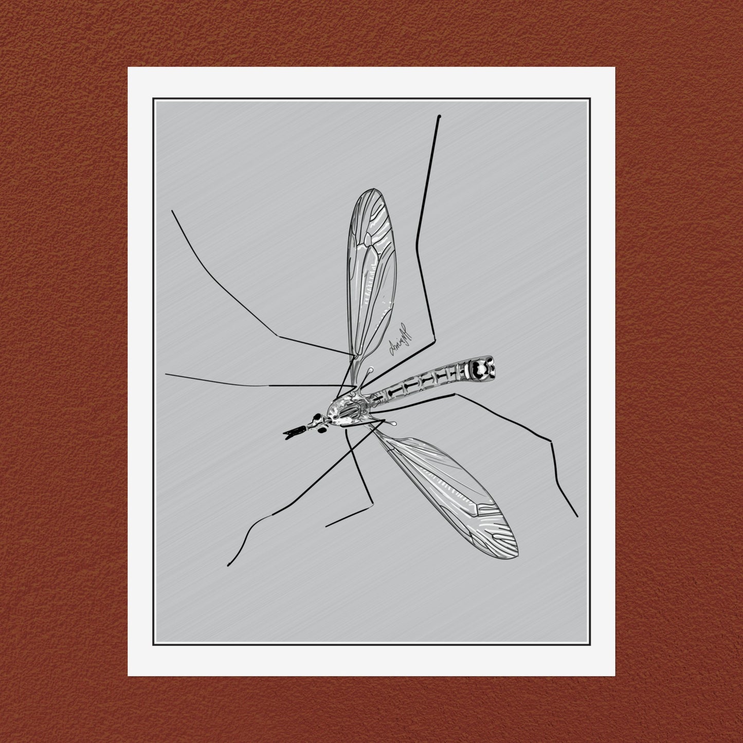 Line Art Insects - Mosquito Vertical Print, 19 sizes