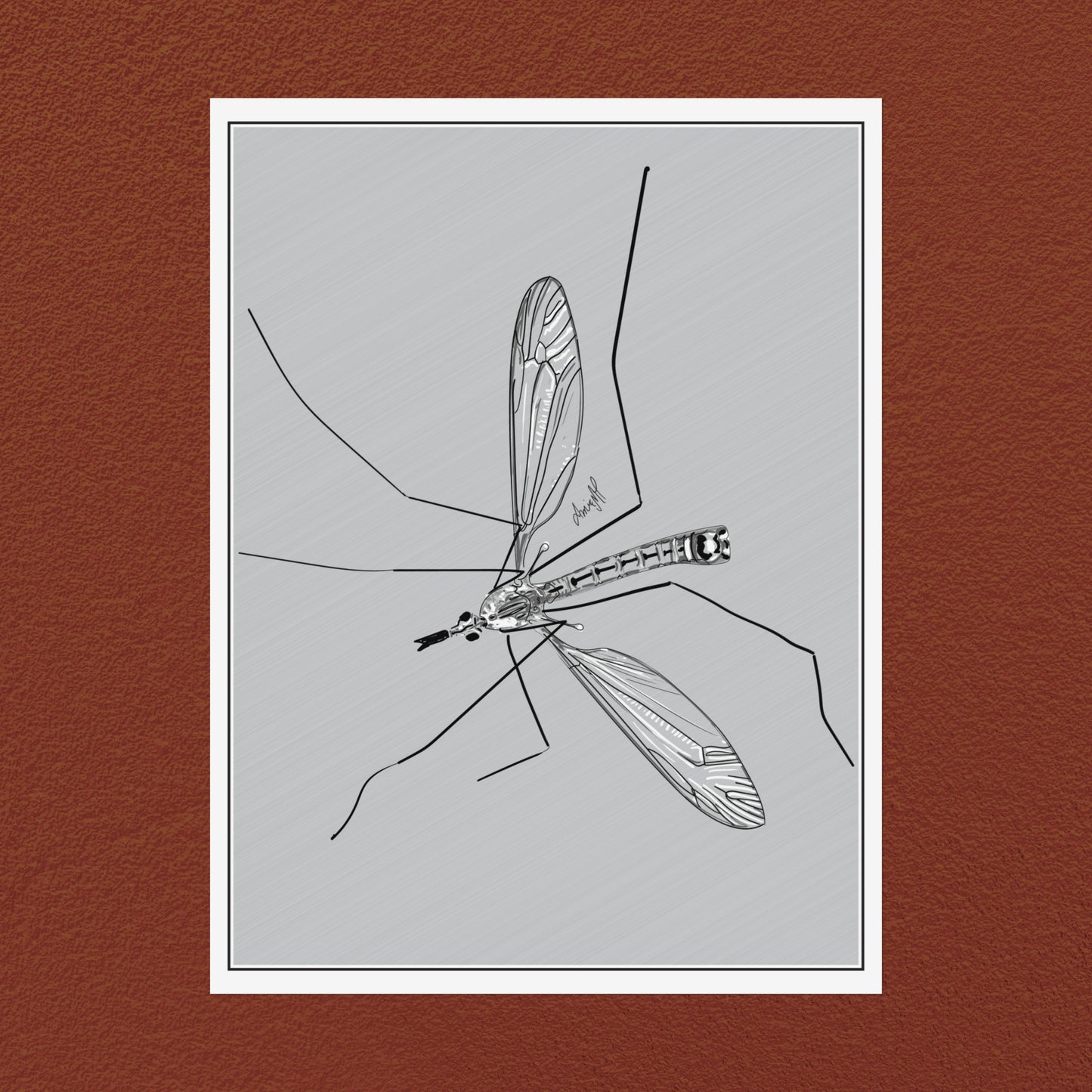 Line Art Insects - Mosquito Vertical Print, 19 sizes