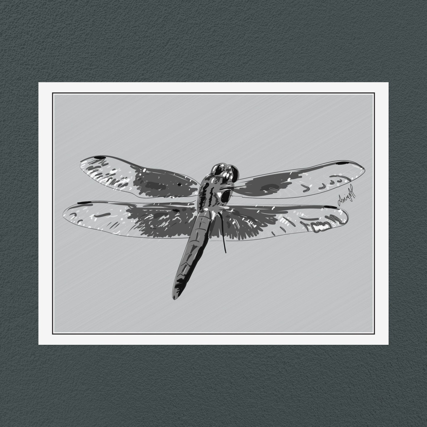 Line Art Insects - Dragonfly Art Print, available in 19 sizes