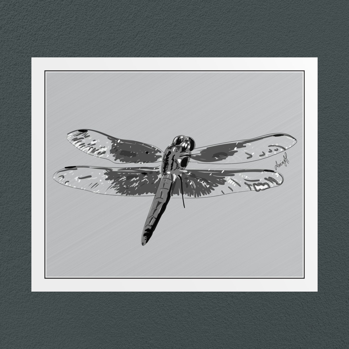 Line Art Insects - Dragonfly Art Print, available in 19 sizes