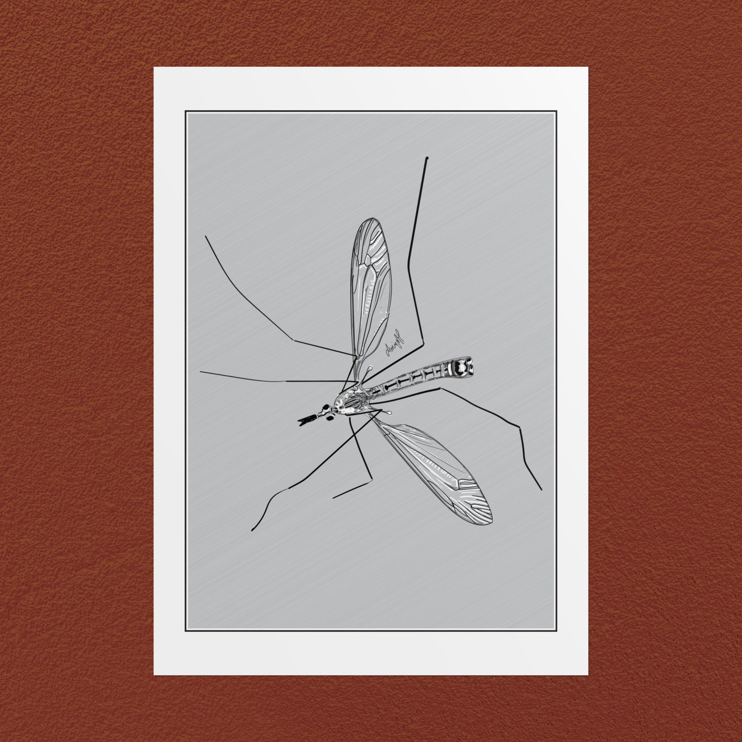 Line Art Insects - Mosquito Vertical Print, 19 sizes