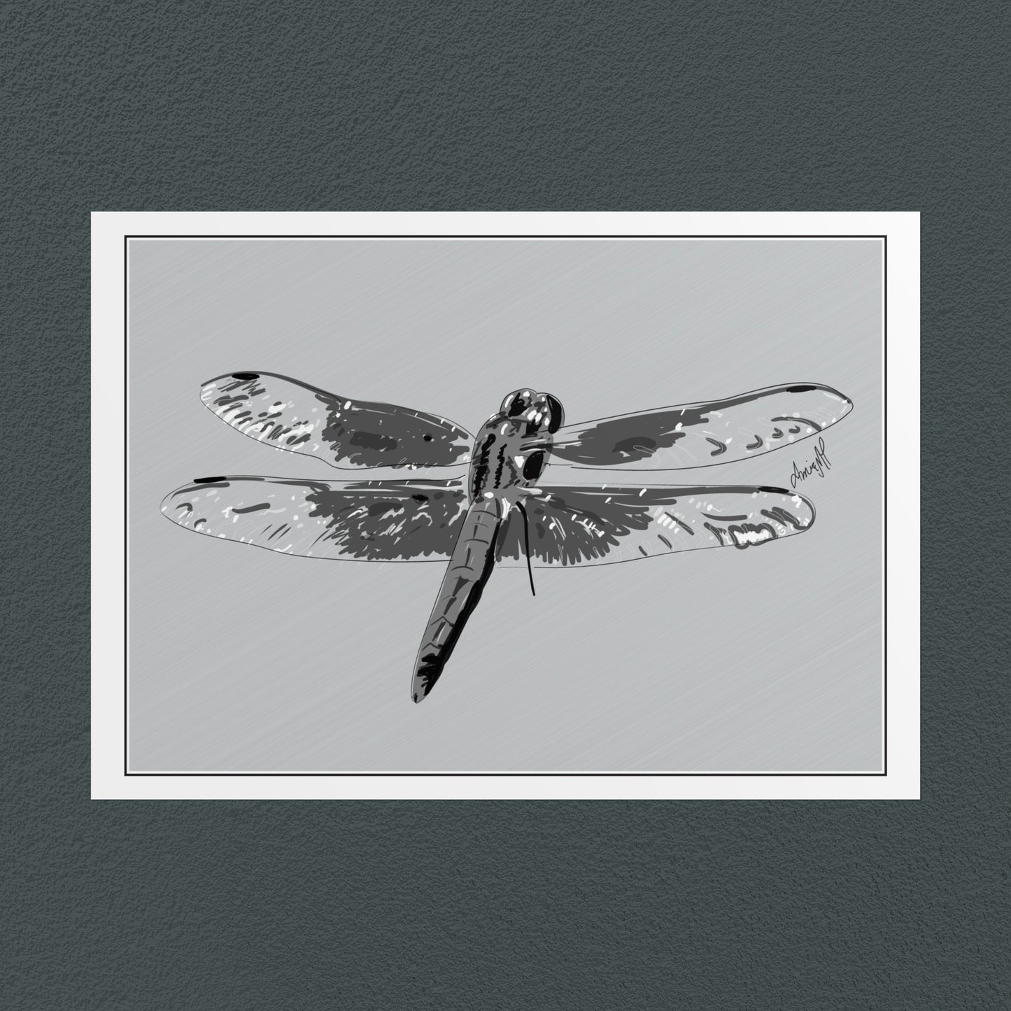 Line Art Insects - Dragonfly Art Print, available in 19 sizes