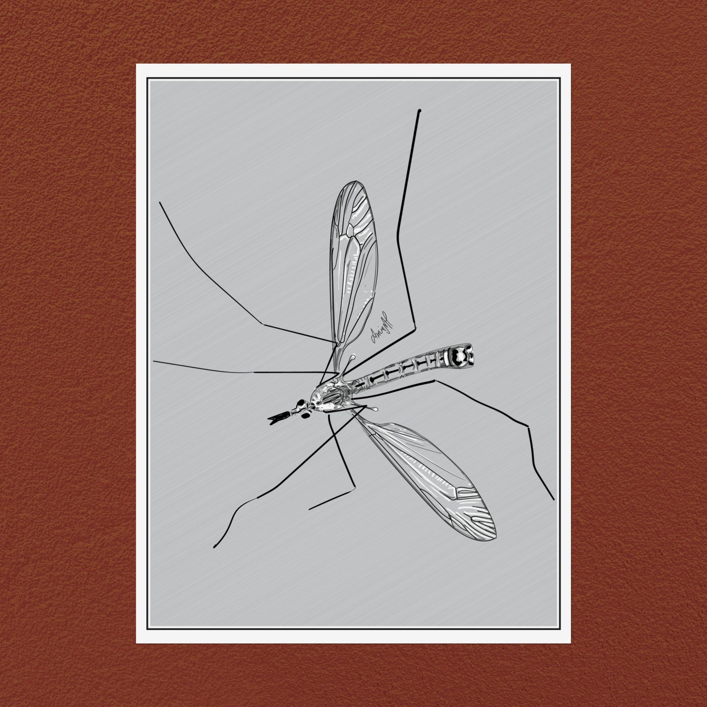 Line Art Insects - Mosquito Vertical Print, 19 sizes