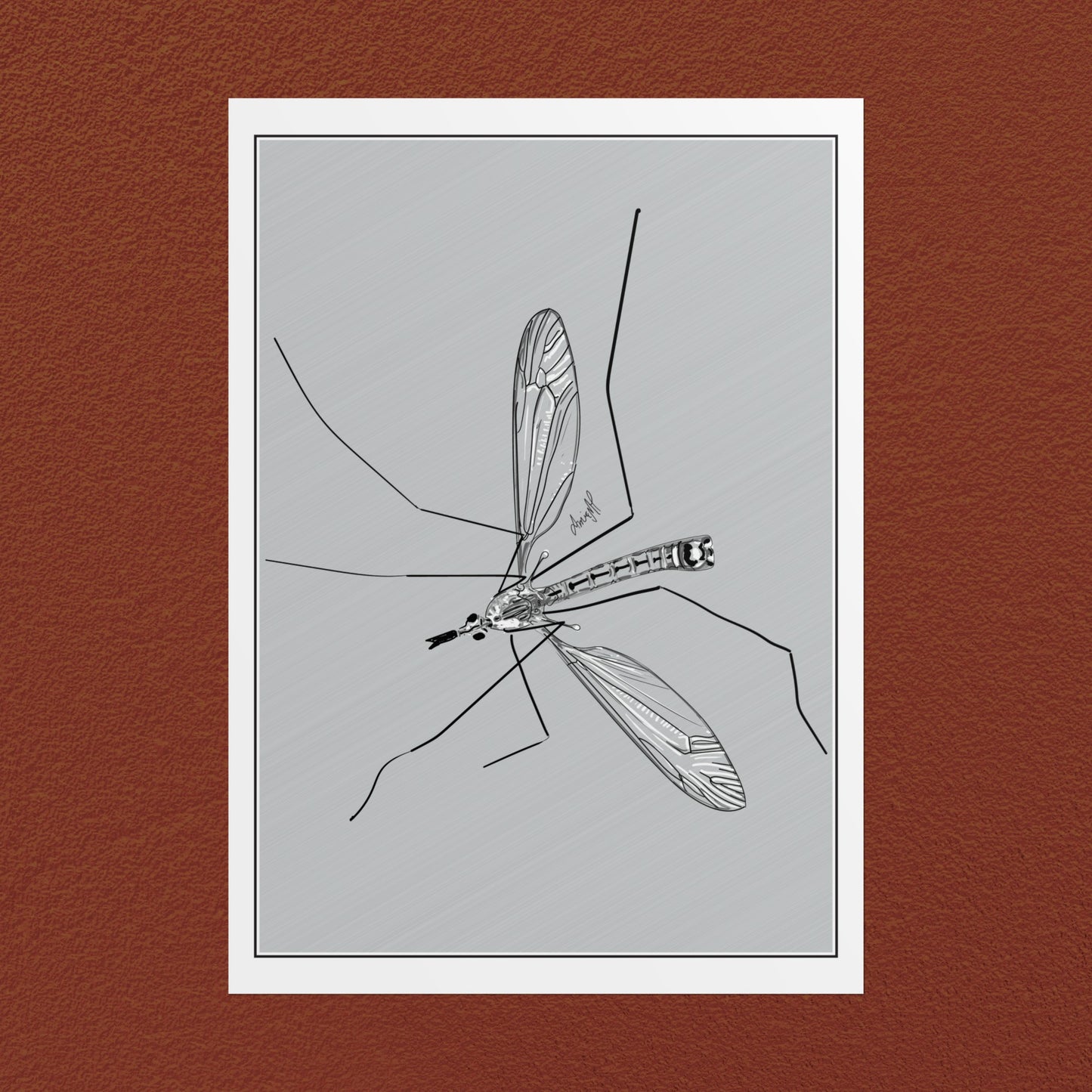 Line Art Insects - Mosquito Vertical Print, 19 sizes