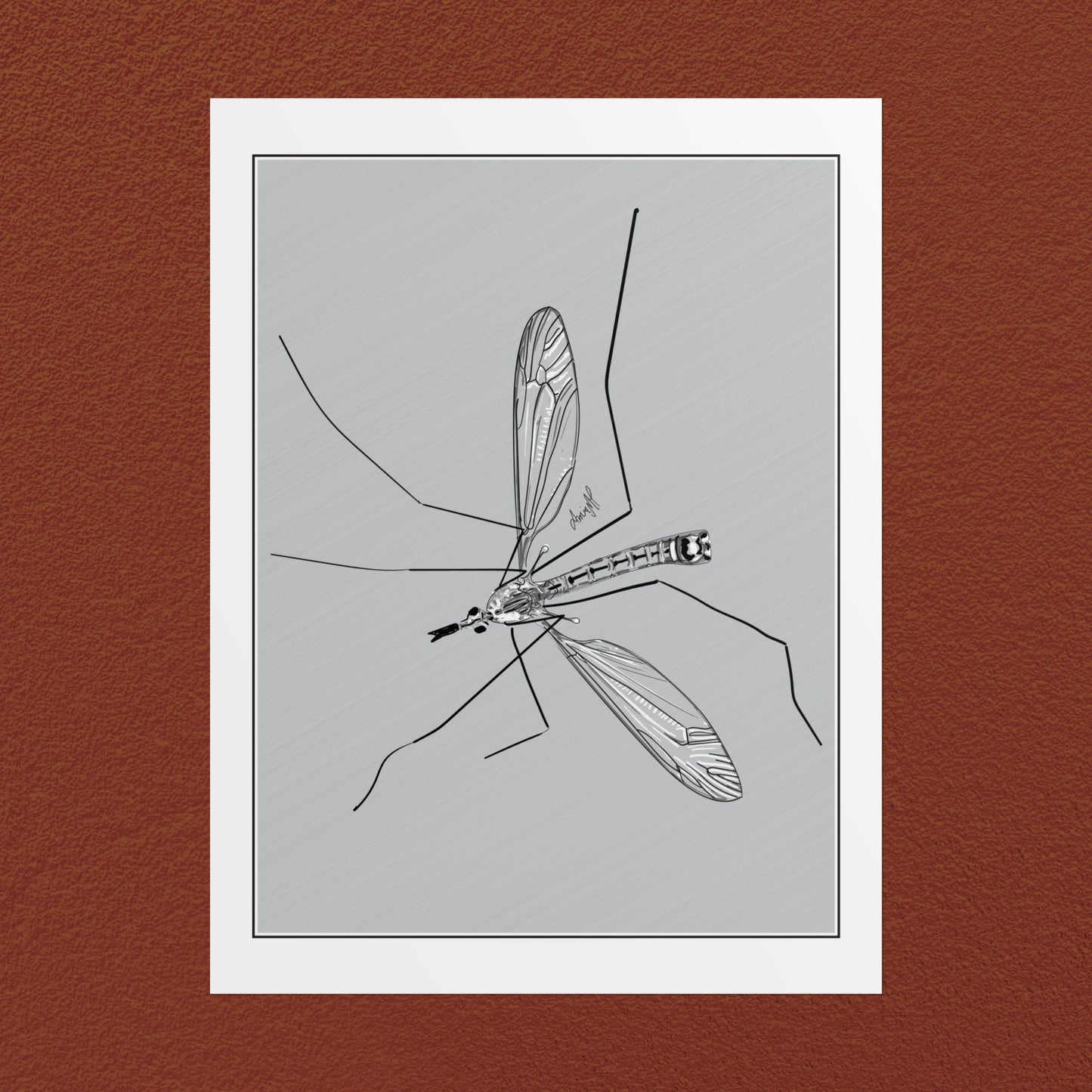 Line Art Insects - Mosquito Vertical Print, 19 sizes