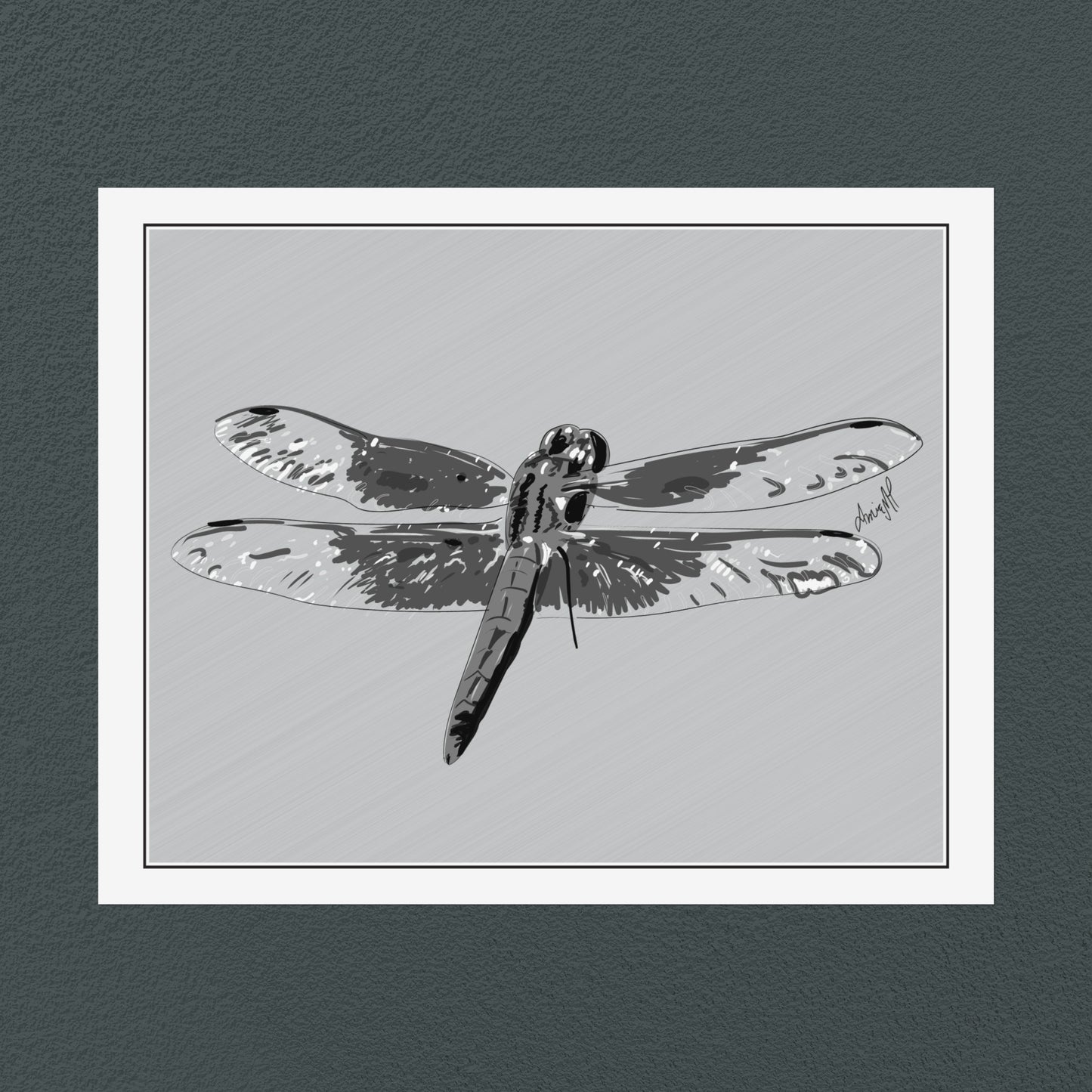 Line Art Insects - Dragonfly Art Print, available in 19 sizes