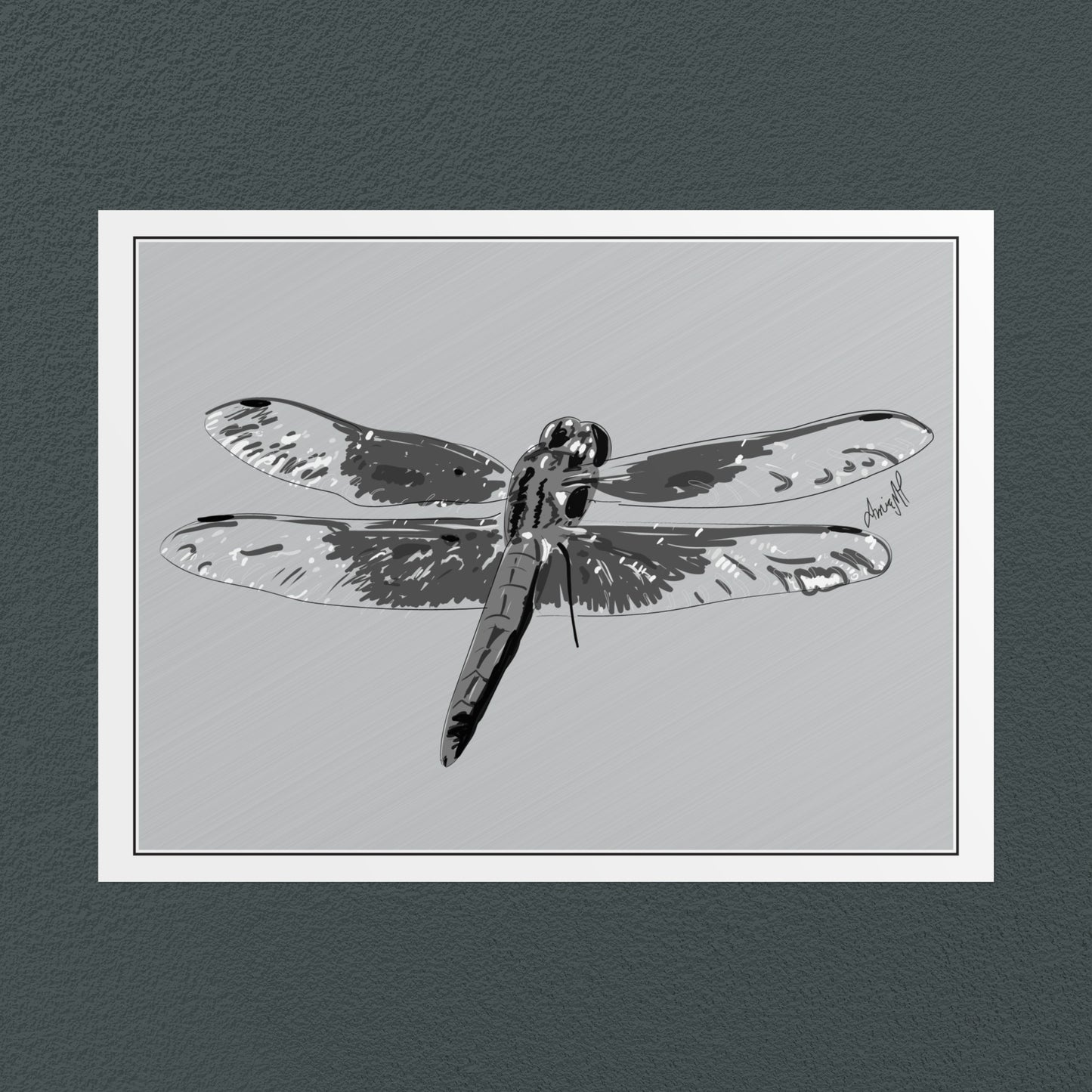 Line Art Insects - Dragonfly Art Print, available in 19 sizes