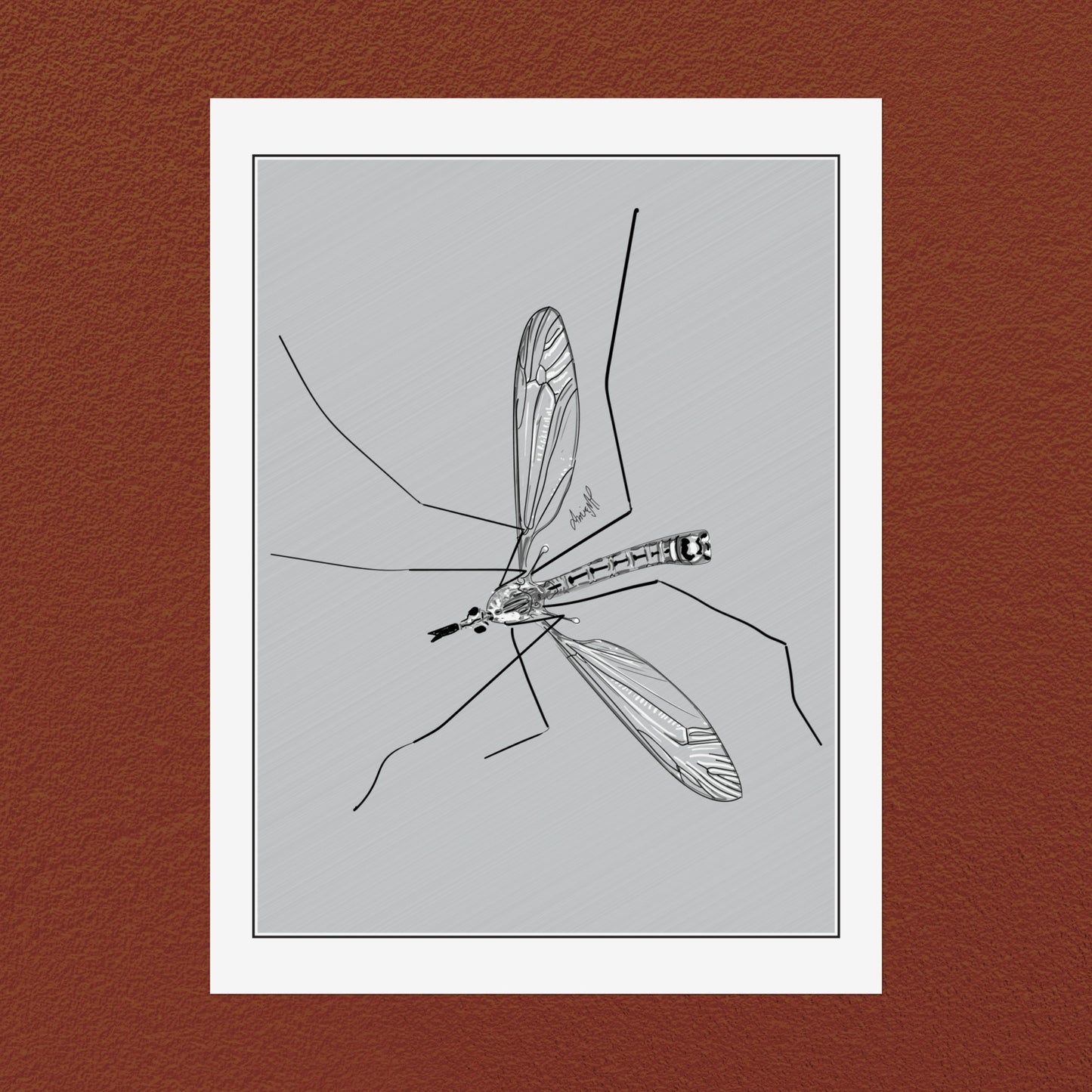 Line Art Insects - Mosquito Vertical Print, 19 sizes