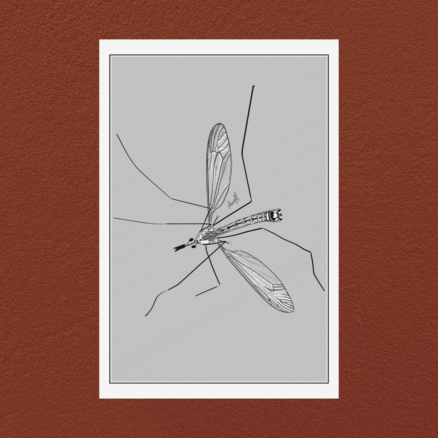 Line Art Insects - Mosquito Vertical Print, 19 sizes