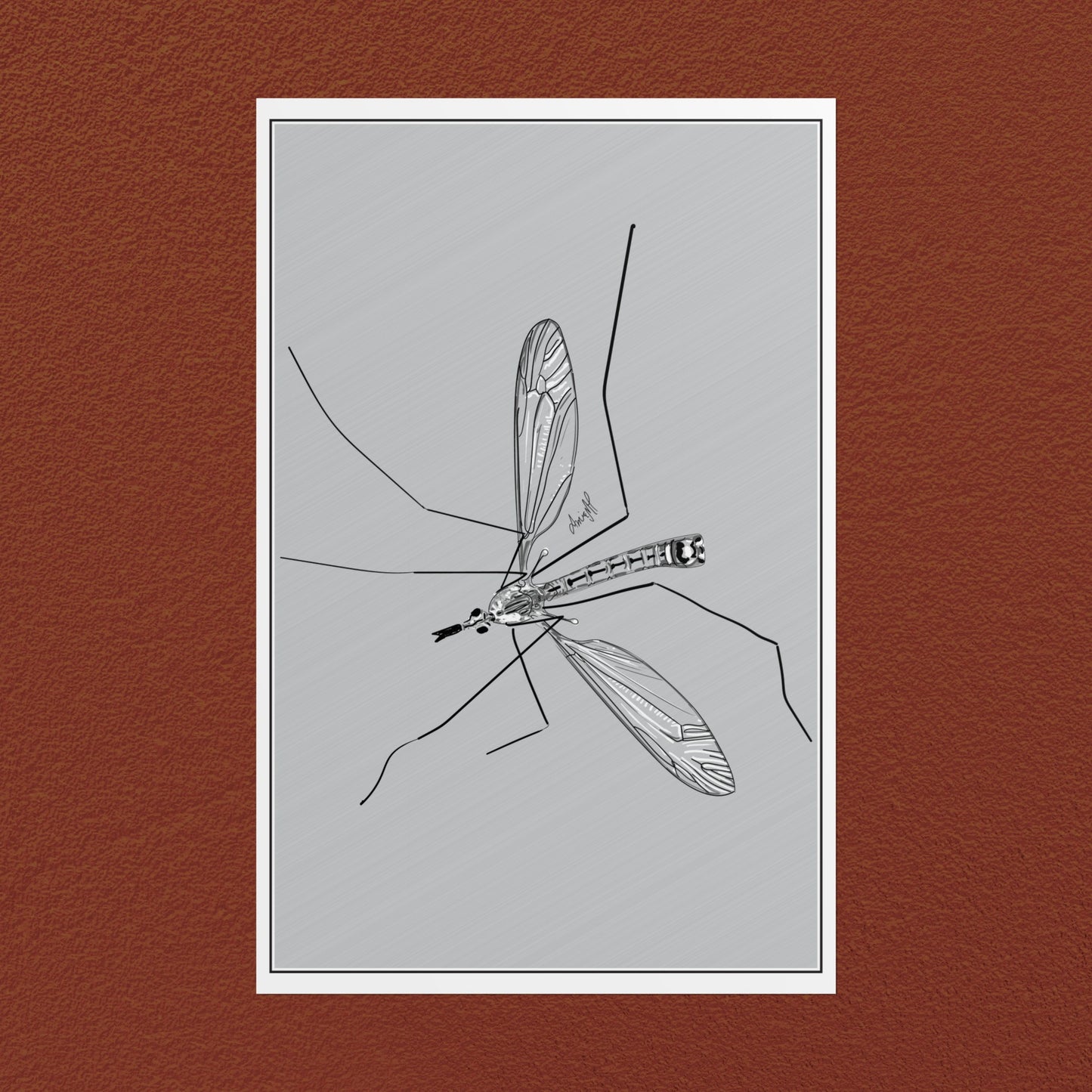 Line Art Insects - Mosquito Vertical Print, 19 sizes