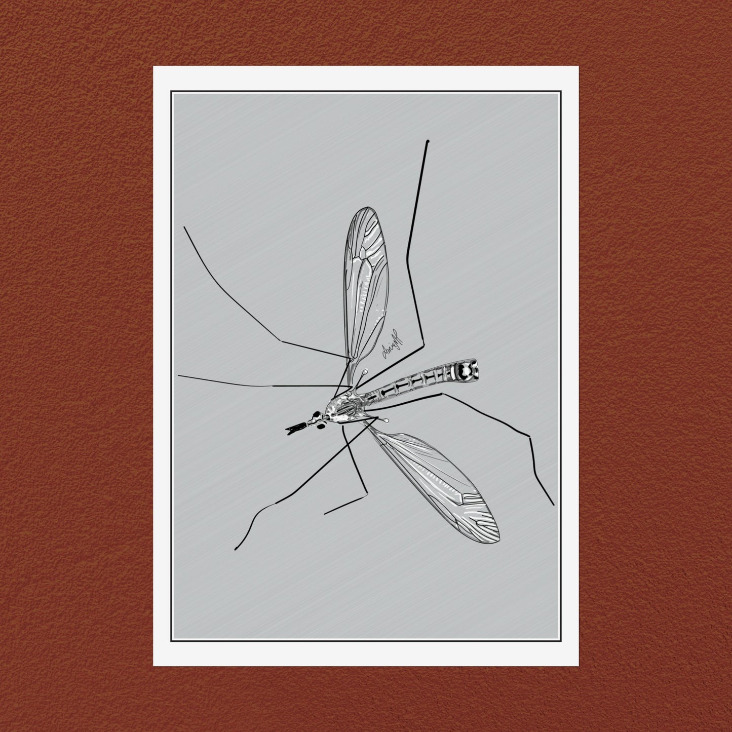 Line Art Insects - Mosquito Vertical Print, 19 sizes