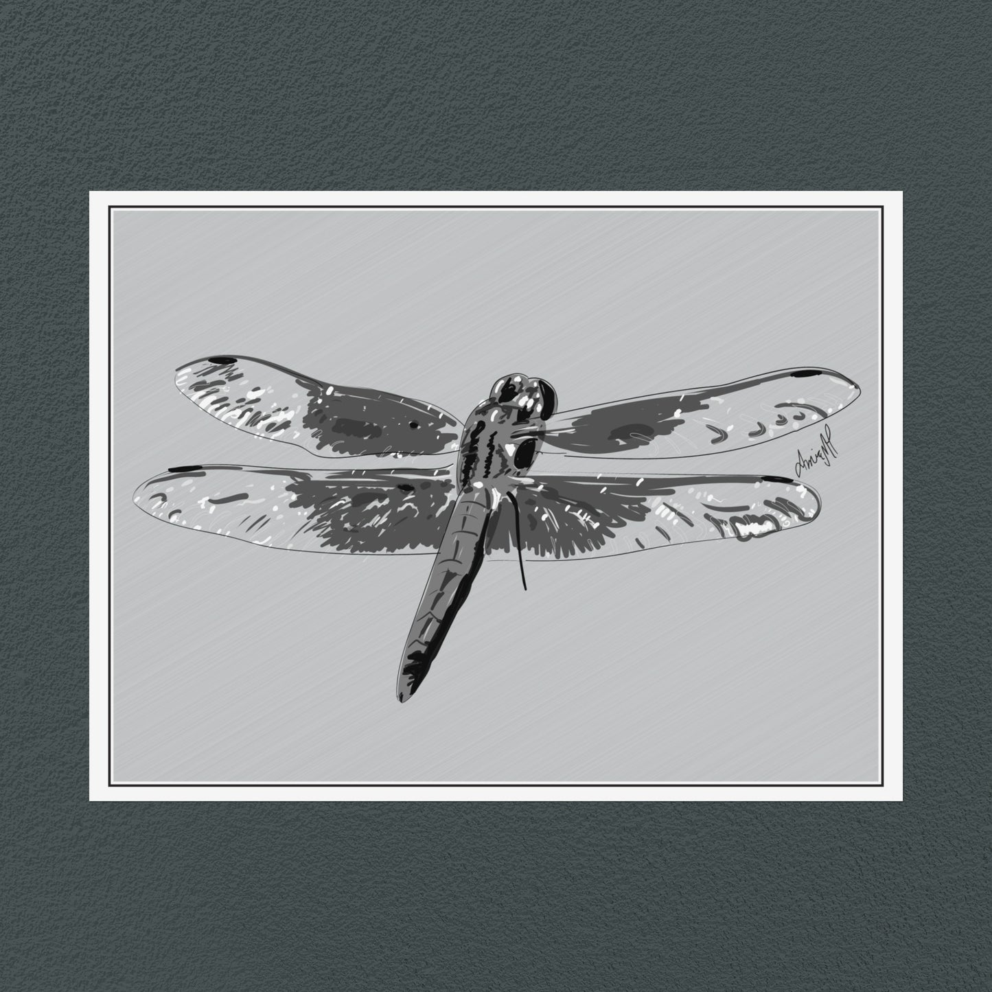 Line Art Insects - Dragonfly Art Print, available in 19 sizes