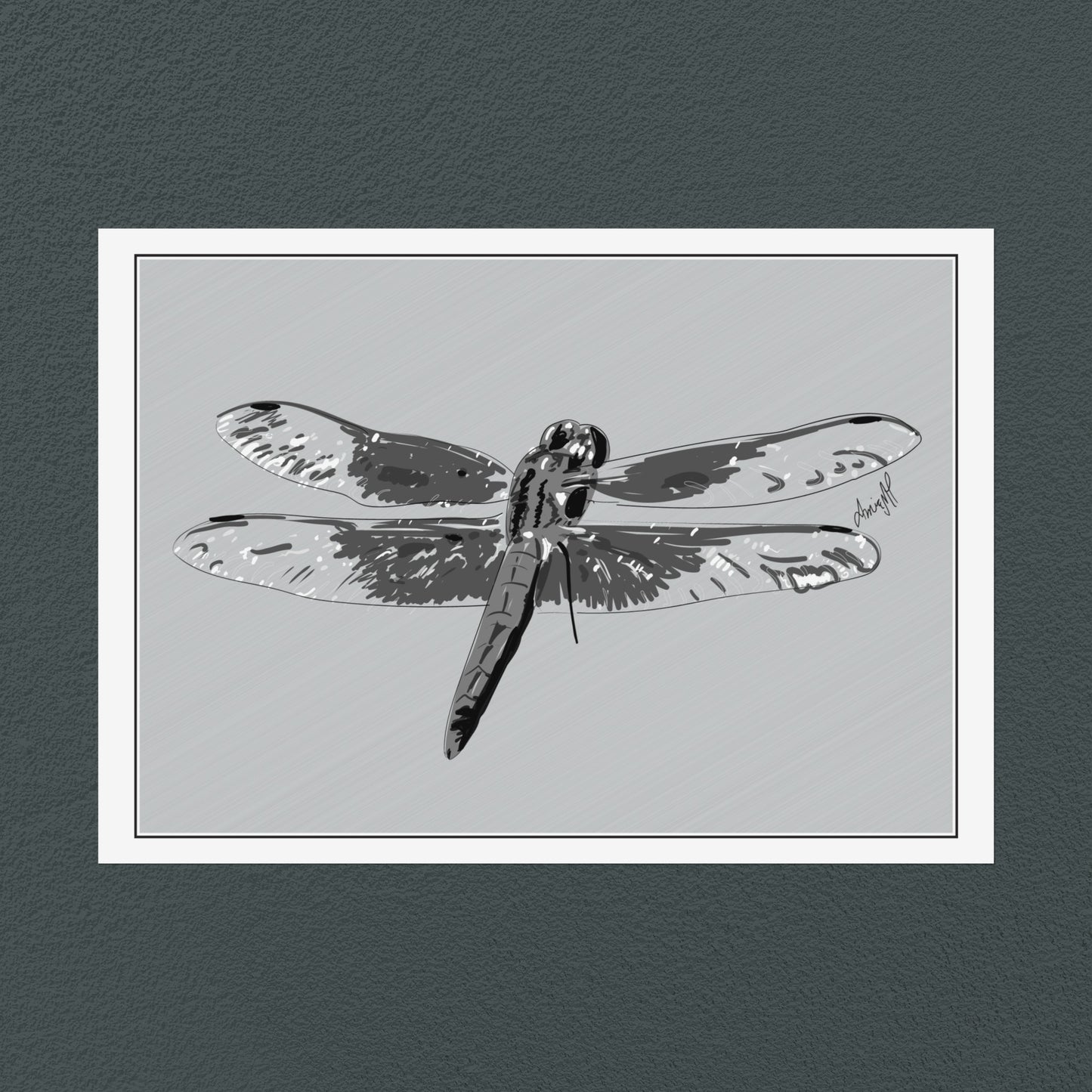 Line Art Insects - Dragonfly Art Print, available in 19 sizes