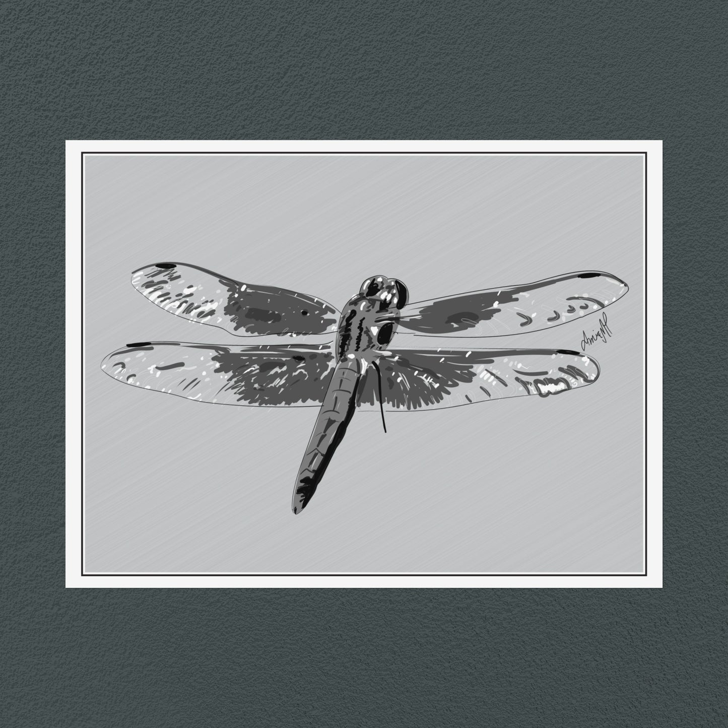 Line Art Insects - Dragonfly Art Print, available in 19 sizes