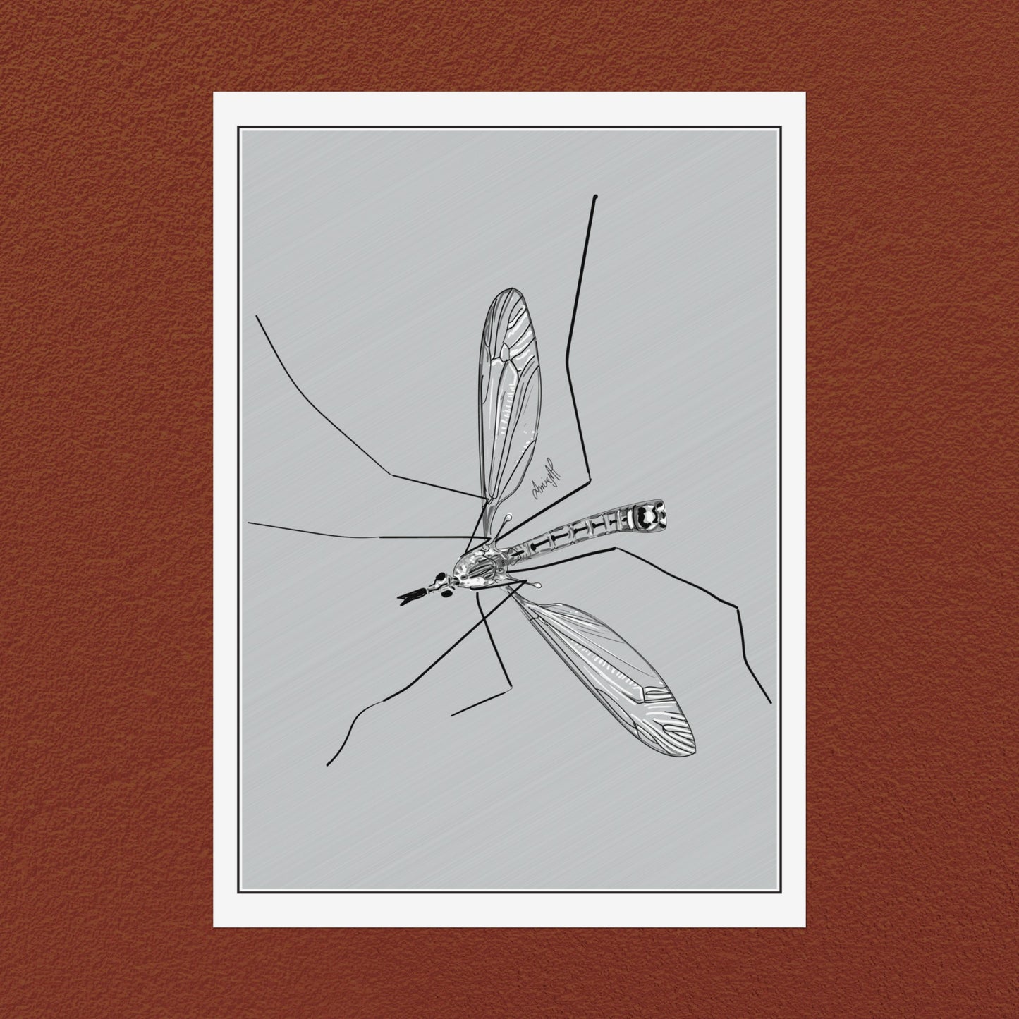 Line Art Insects - Mosquito Vertical Print, 19 sizes