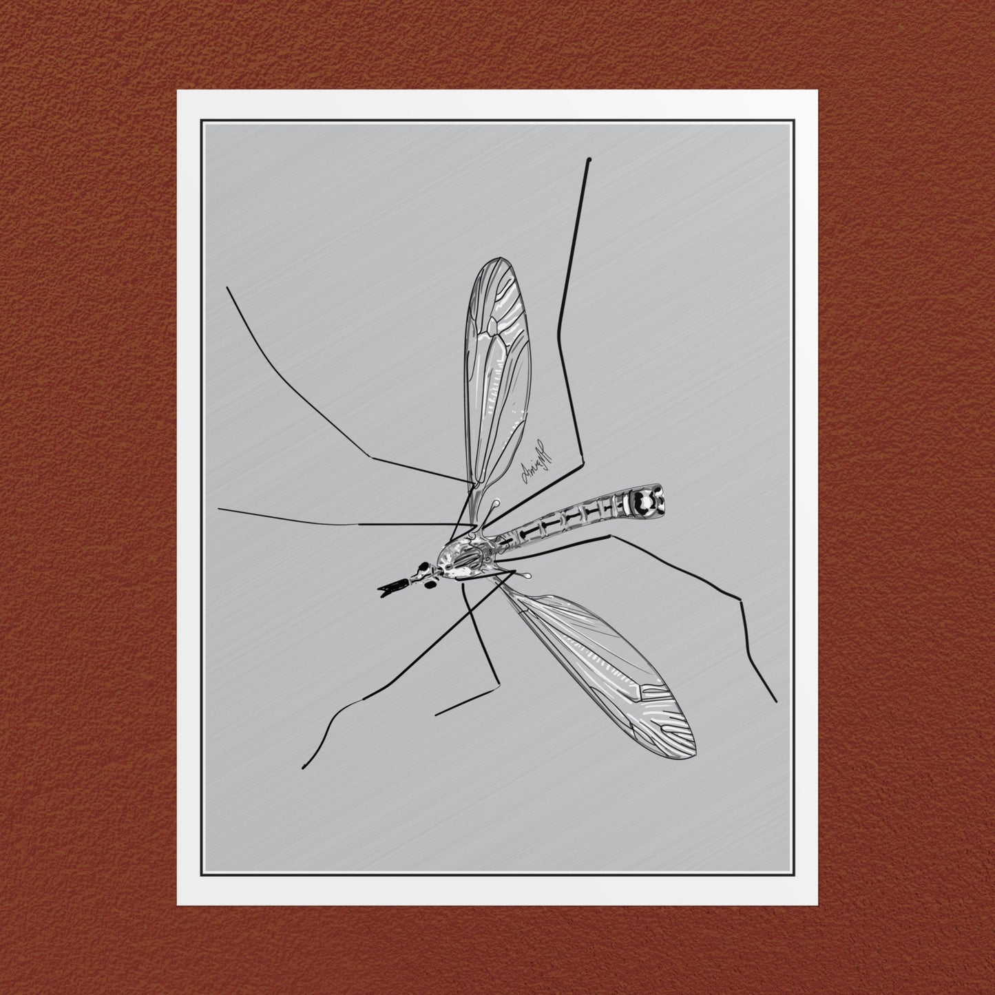 Line Art Insects - Mosquito Vertical Print, 19 sizes