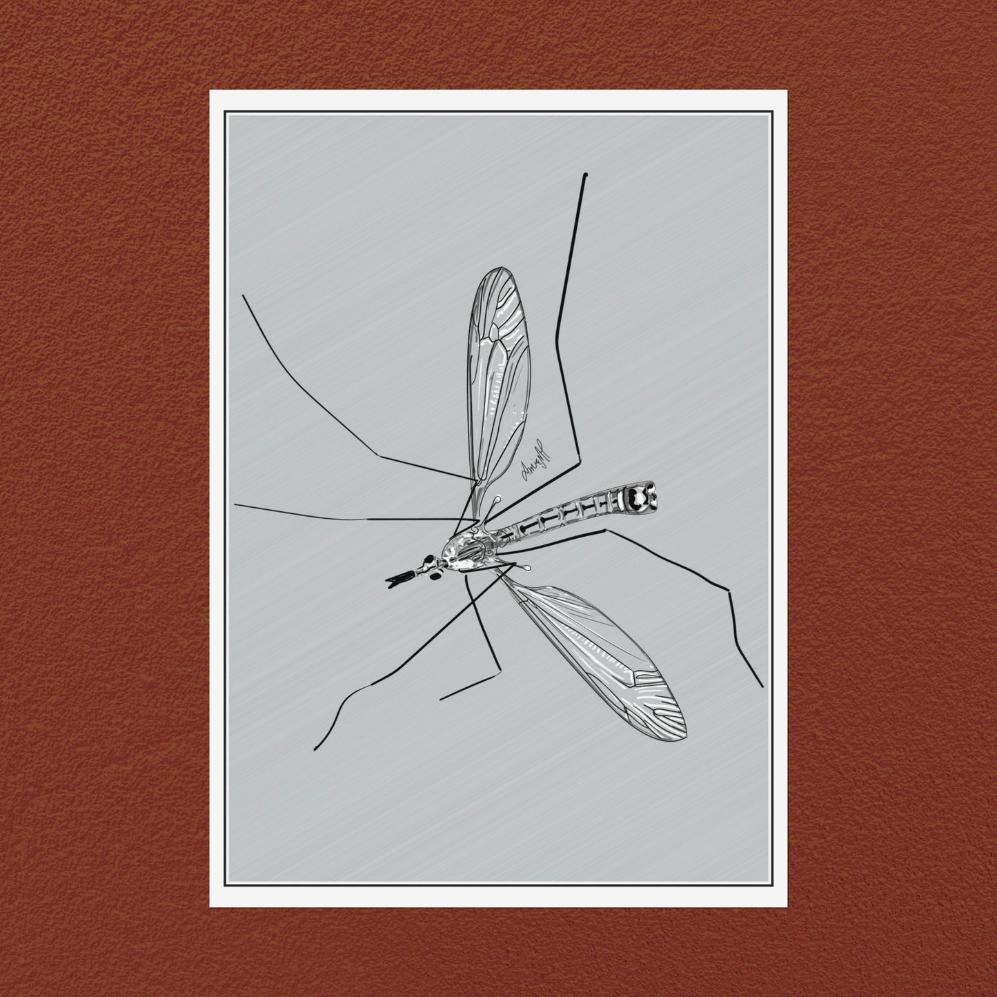 Line Art Insects - Mosquito Vertical Print, 19 sizes