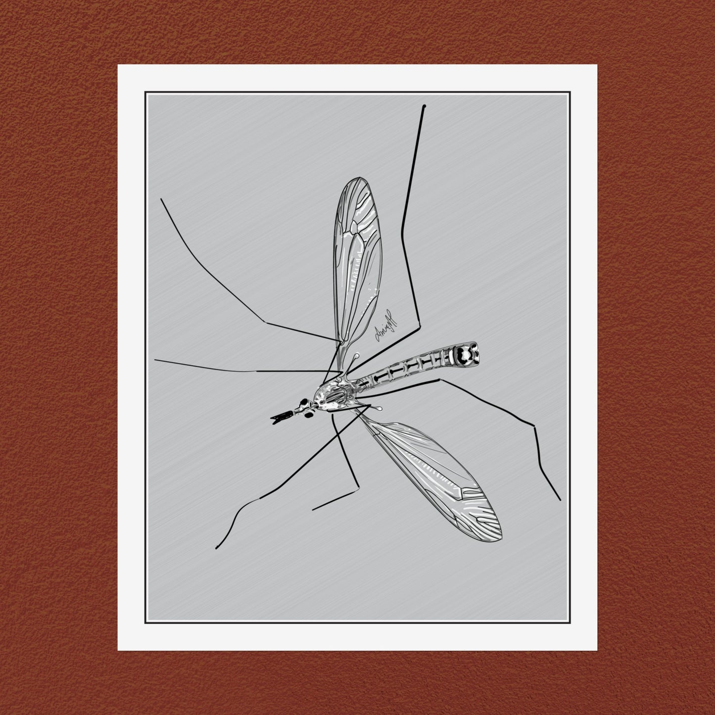 Line Art Insects - Mosquito Vertical Print, 19 sizes