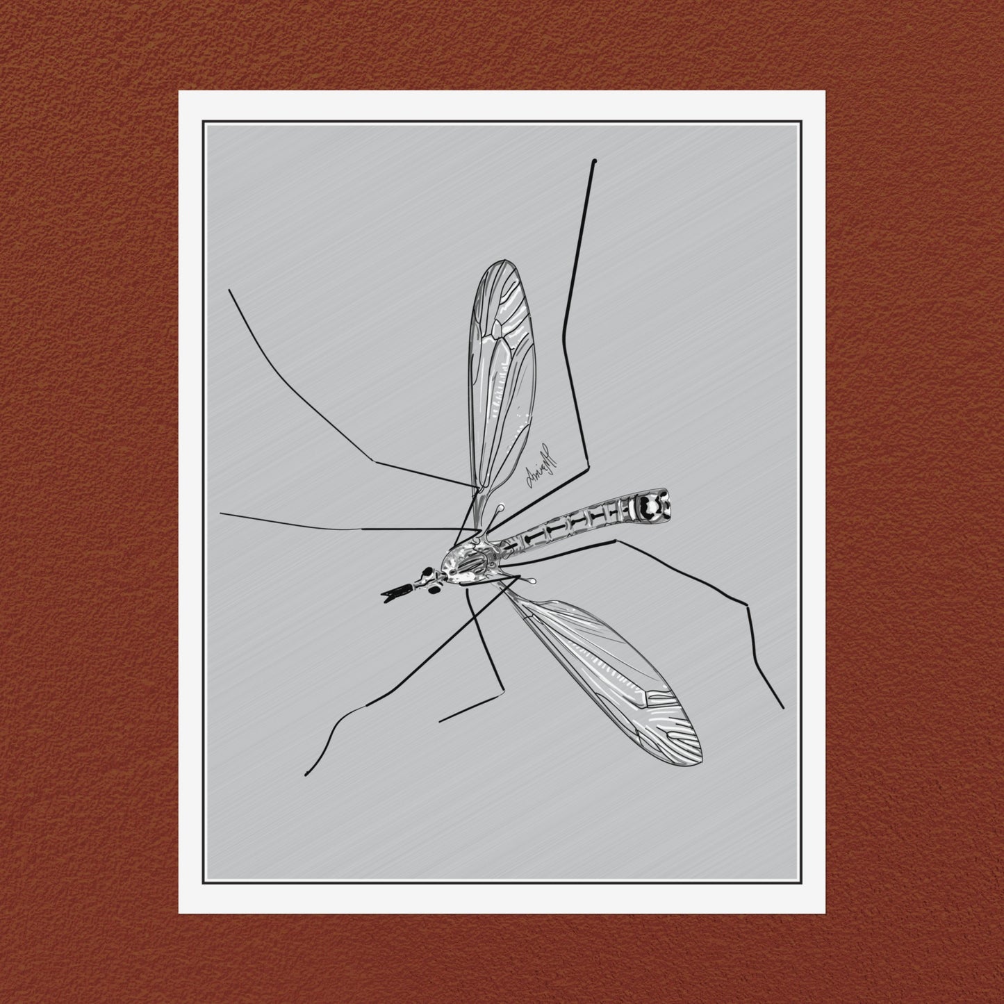 Line Art Insects - Mosquito Vertical Print, 19 sizes