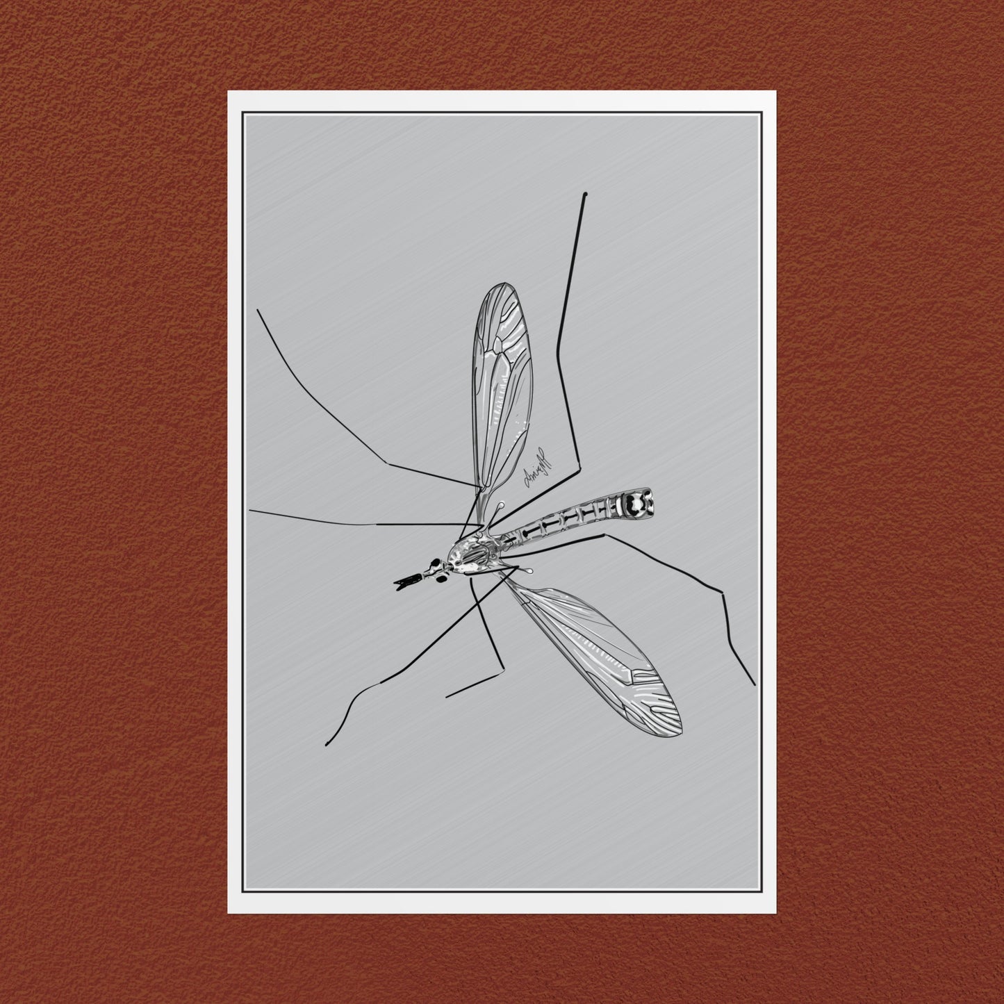 Line Art Insects - Mosquito Vertical Print, 19 sizes