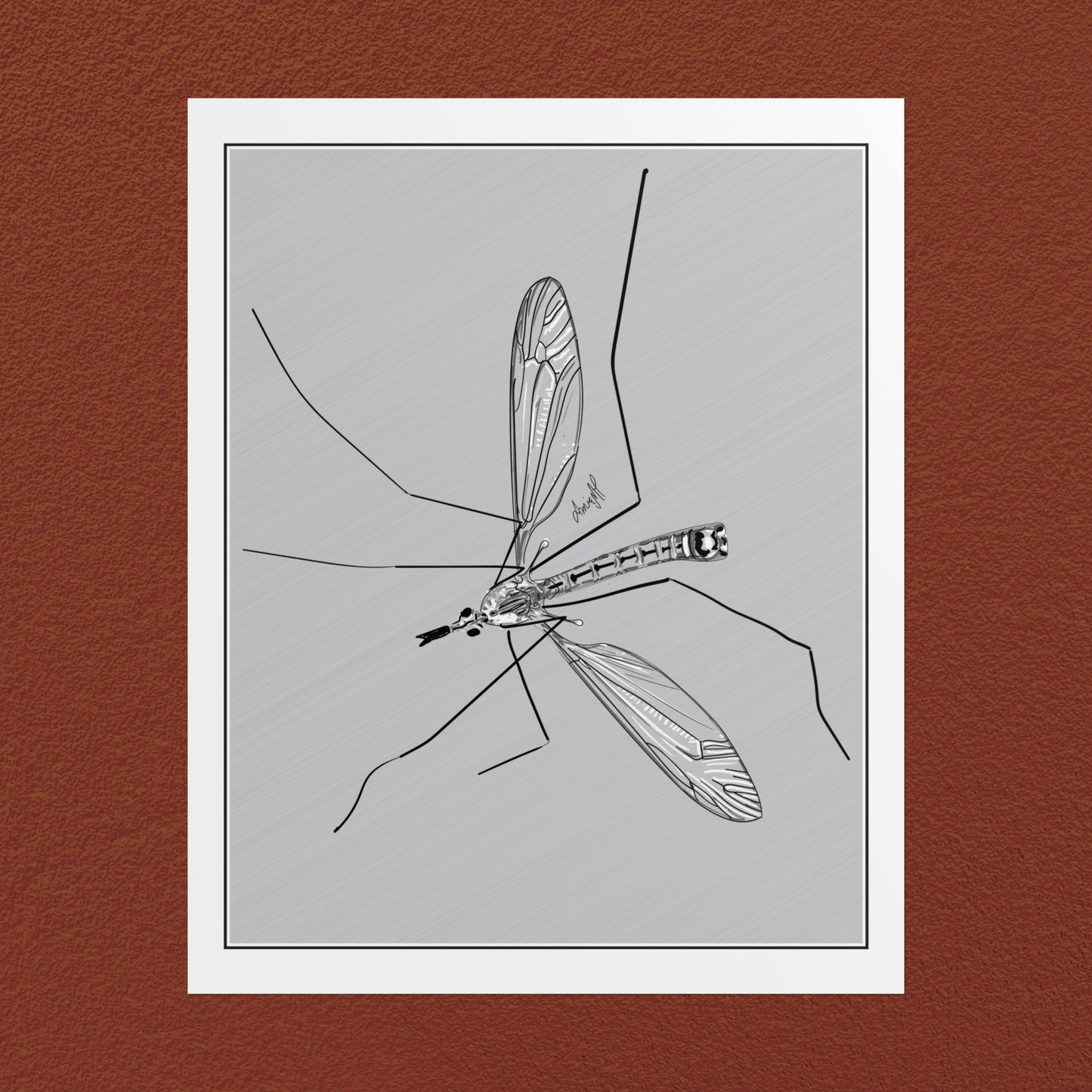 Line Art Insects - Mosquito Vertical Print, 19 sizes