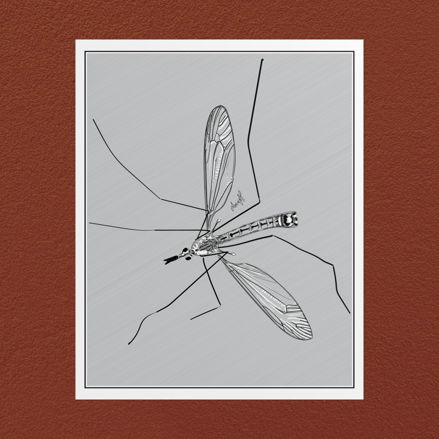 Line Art Insects - Mosquito Vertical Print, 19 sizes