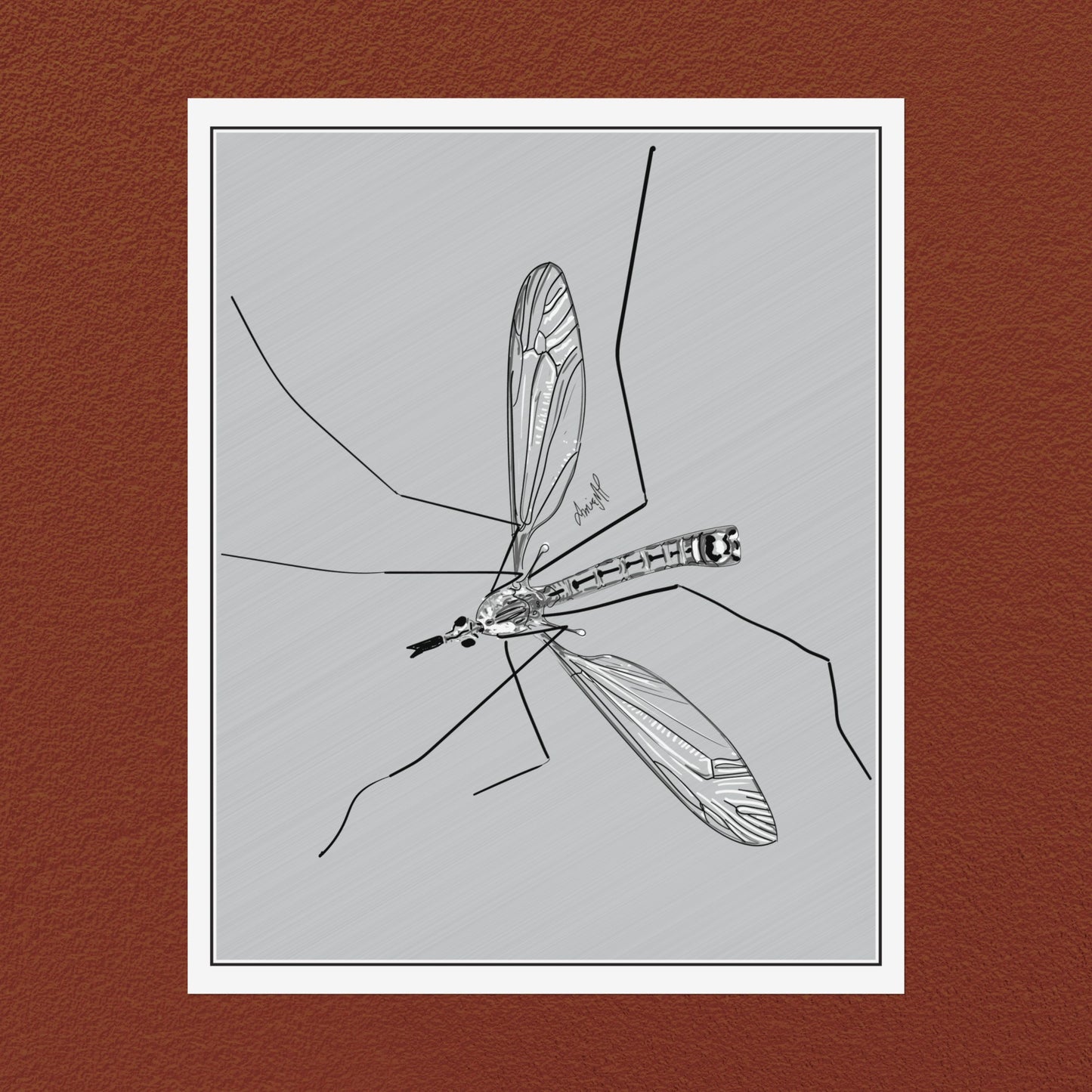 Line Art Insects - Mosquito Vertical Print, 19 sizes