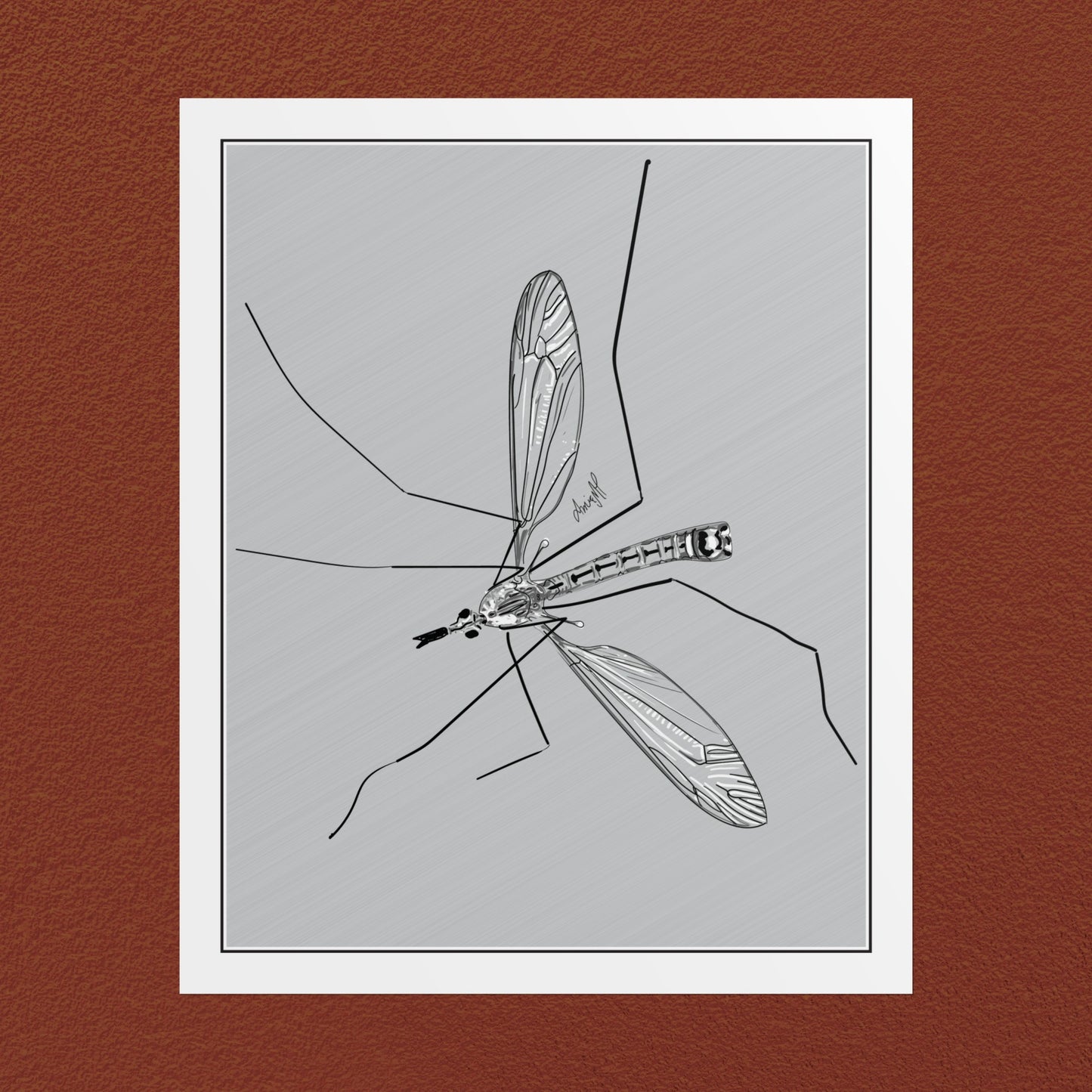 Line Art Insects - Mosquito Vertical Print, 19 sizes