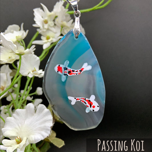 Agate Pendant - Passing Koi