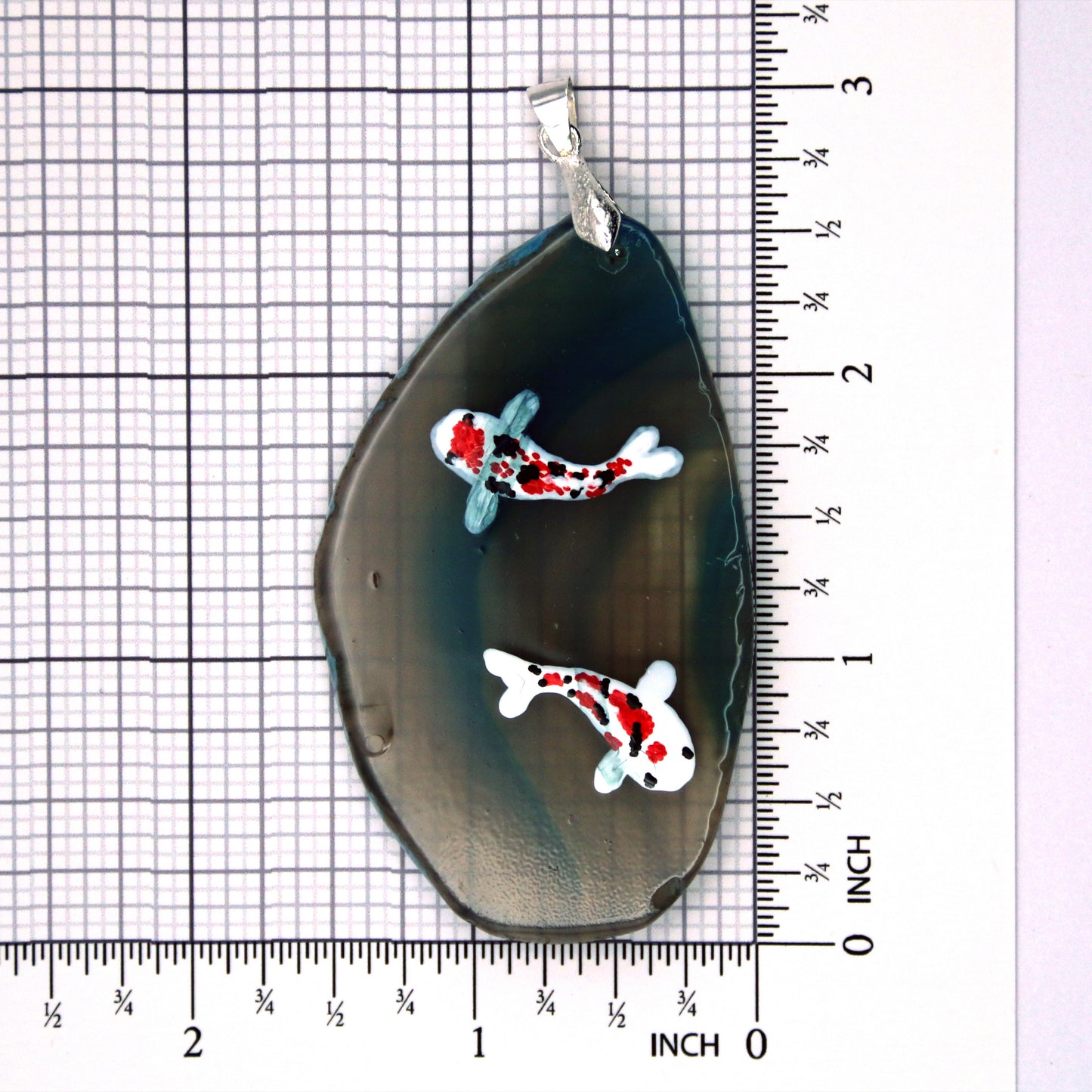 Agate Pendant - Passing Koi