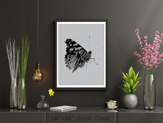 Line Art Insects - Butterfly Vertical Print, 19 sizes