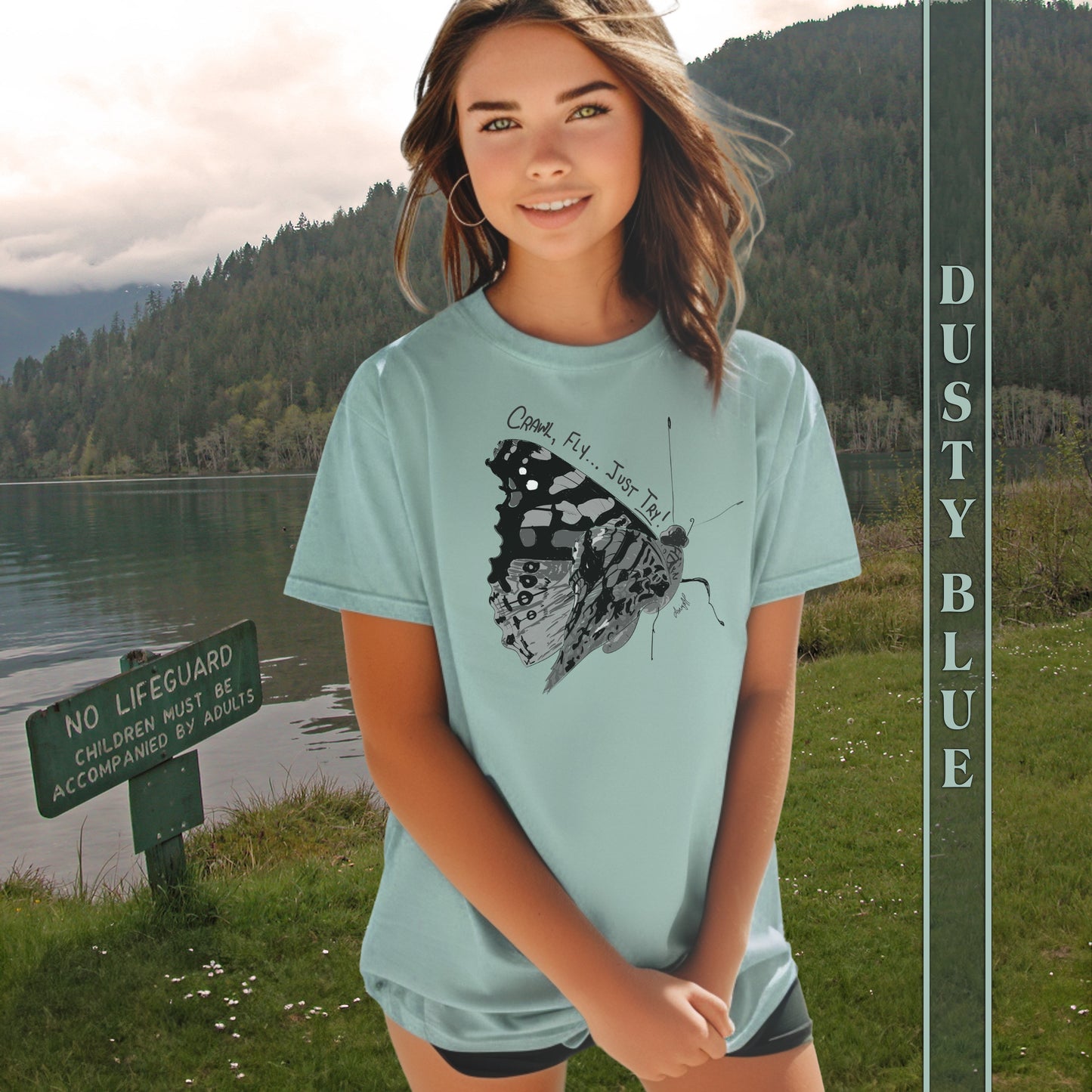 Crawl, Fly...Just Try Butterfly, Unisex Jersey Short Sleeve Tee, U.S. Unisex Sizes XS-5XL, Butterfly T-Shirt, Insect Themed Clothing