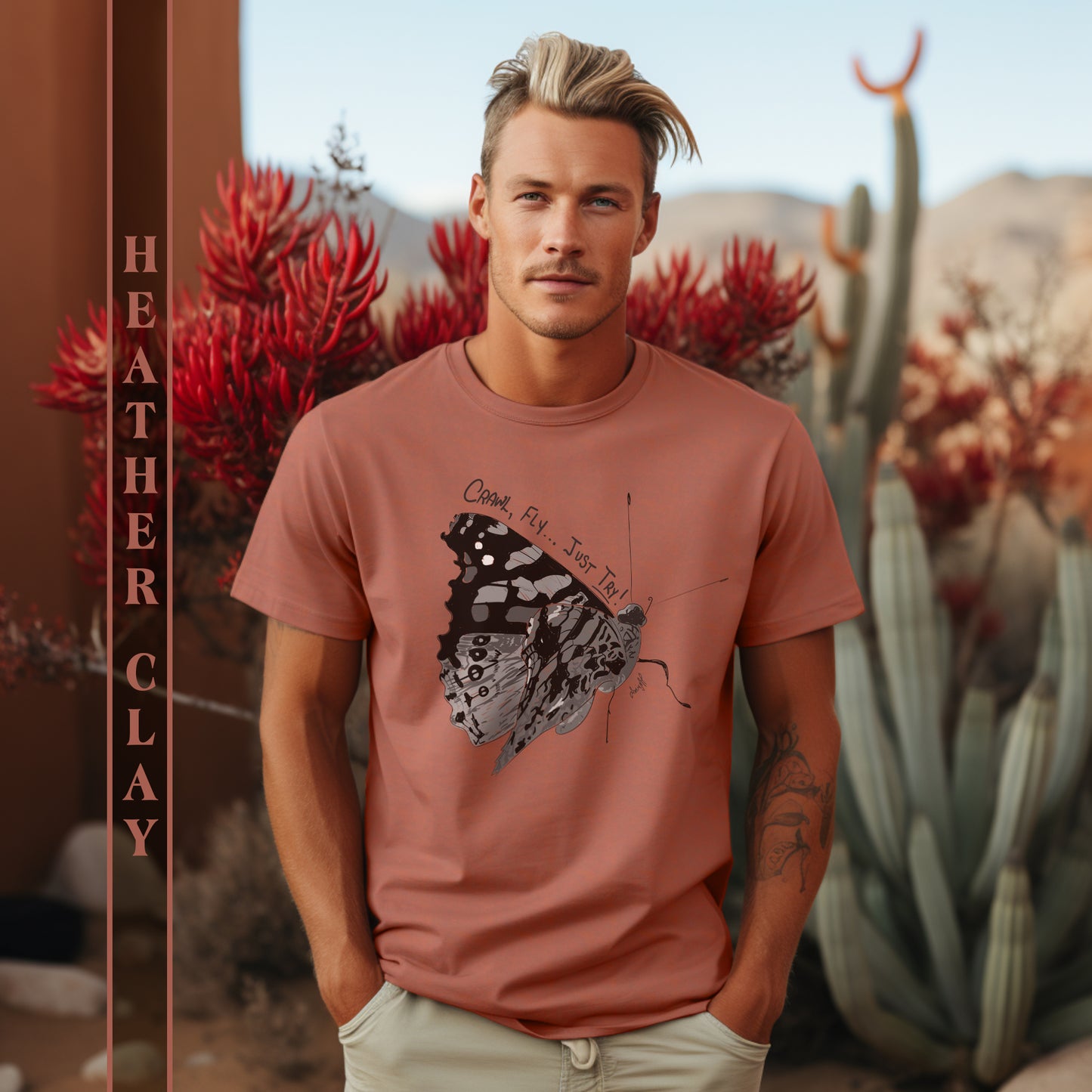 Crawl, Fly...Just Try Butterfly, Unisex Jersey Short Sleeve Tee, U.S. Unisex Sizes XS-5XL, Butterfly T-Shirt, Insect Themed Clothing