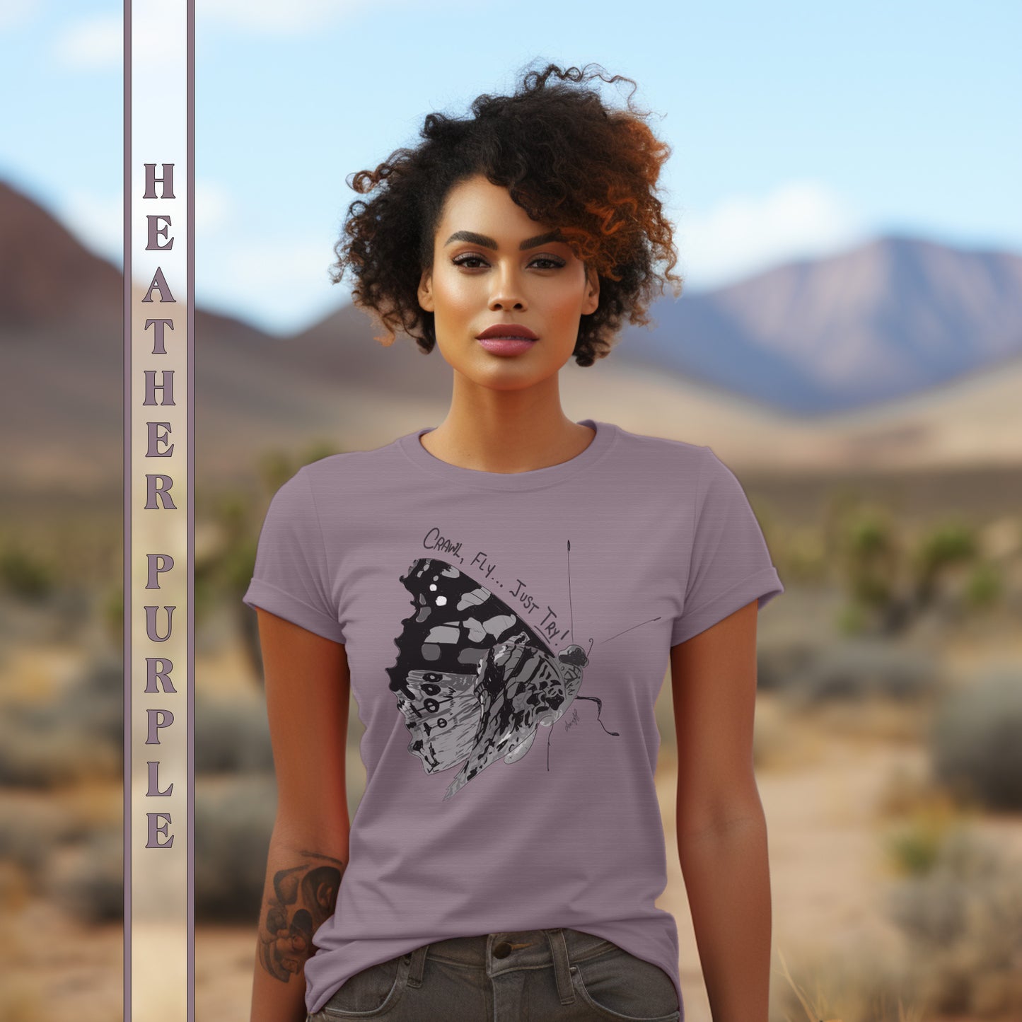 Crawl, Fly...Just Try Butterfly, Unisex Jersey Short Sleeve Tee, U.S. Unisex Sizes XS-5XL, Butterfly T-Shirt, Insect Themed Clothing