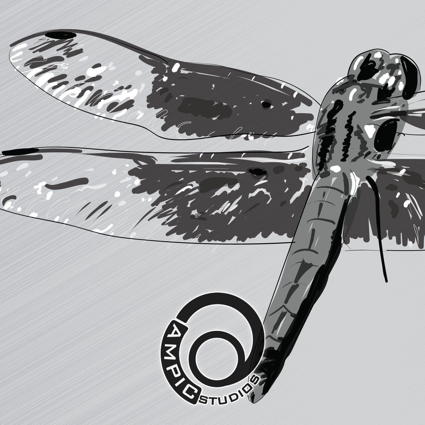 Line Art Insects - Dragonfly Art Print, available in 19 sizes