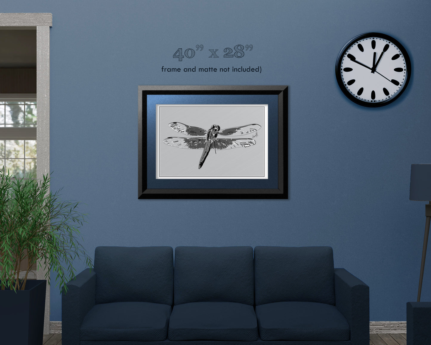 Line Art Insects - Dragonfly Art Print, available in 19 sizes