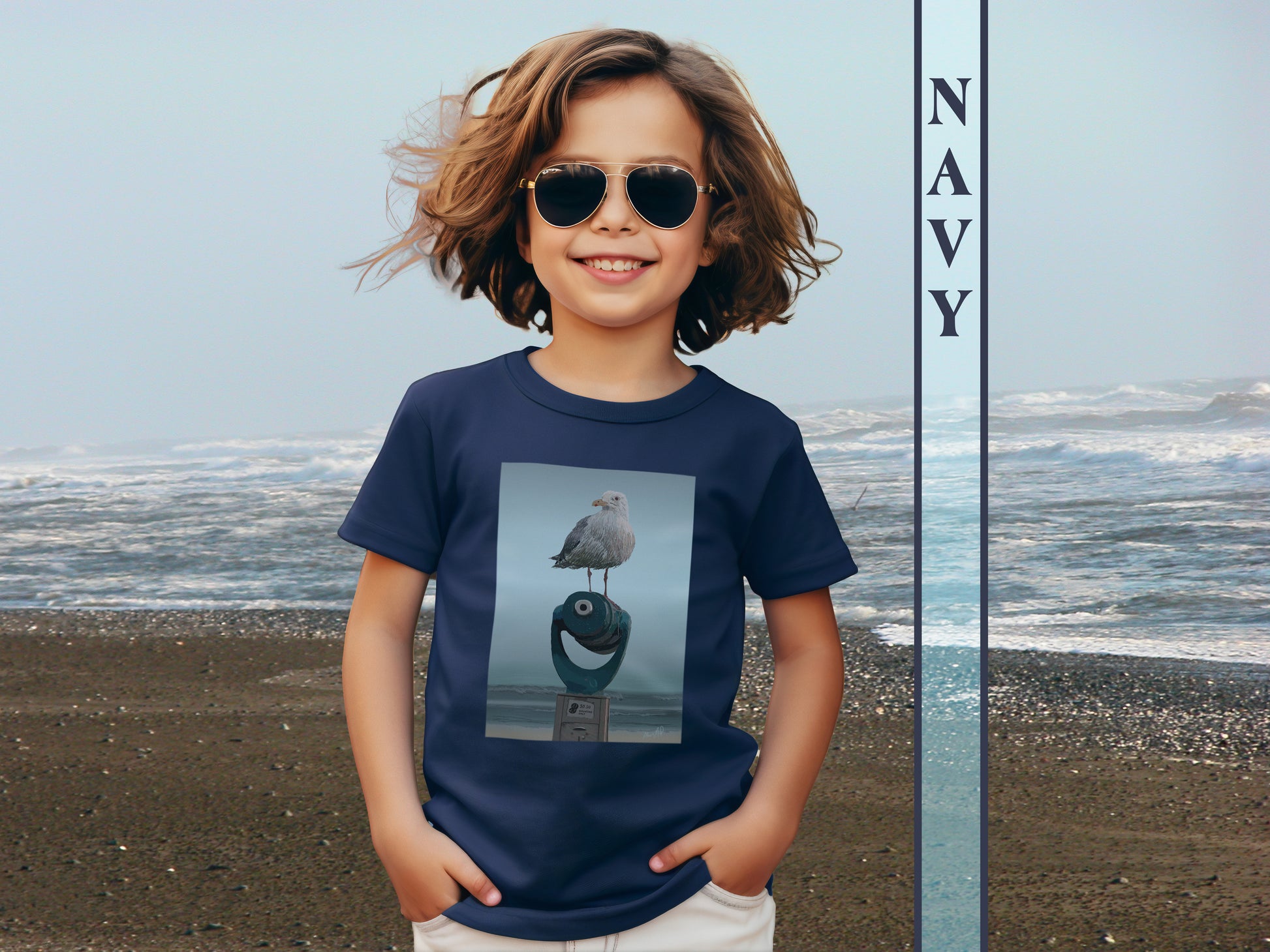 King of the Beach Youth Sized Tee in Navy