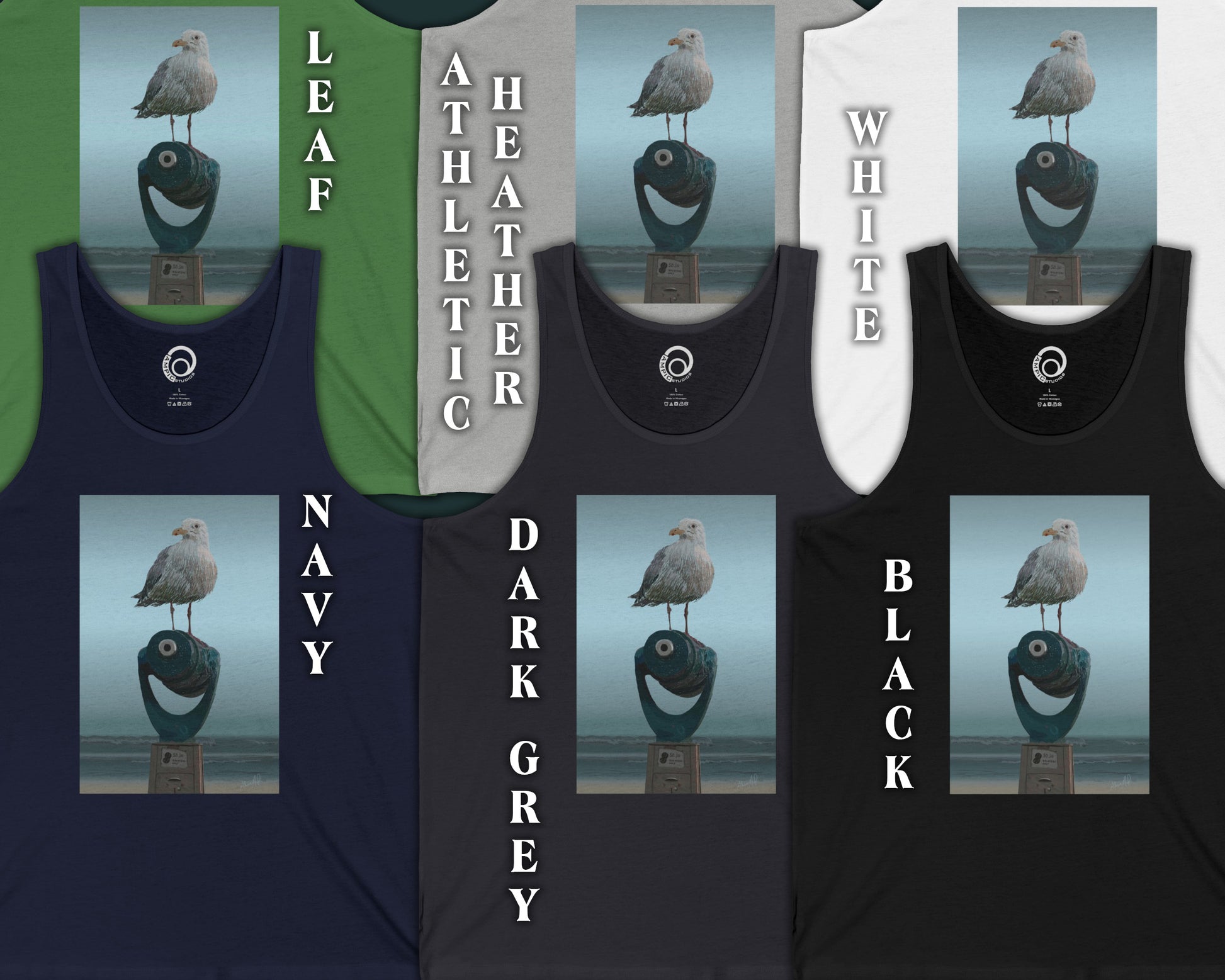 All Colors: Leaf, Athletic Heather, White, Navy, Dark Grey, and Black