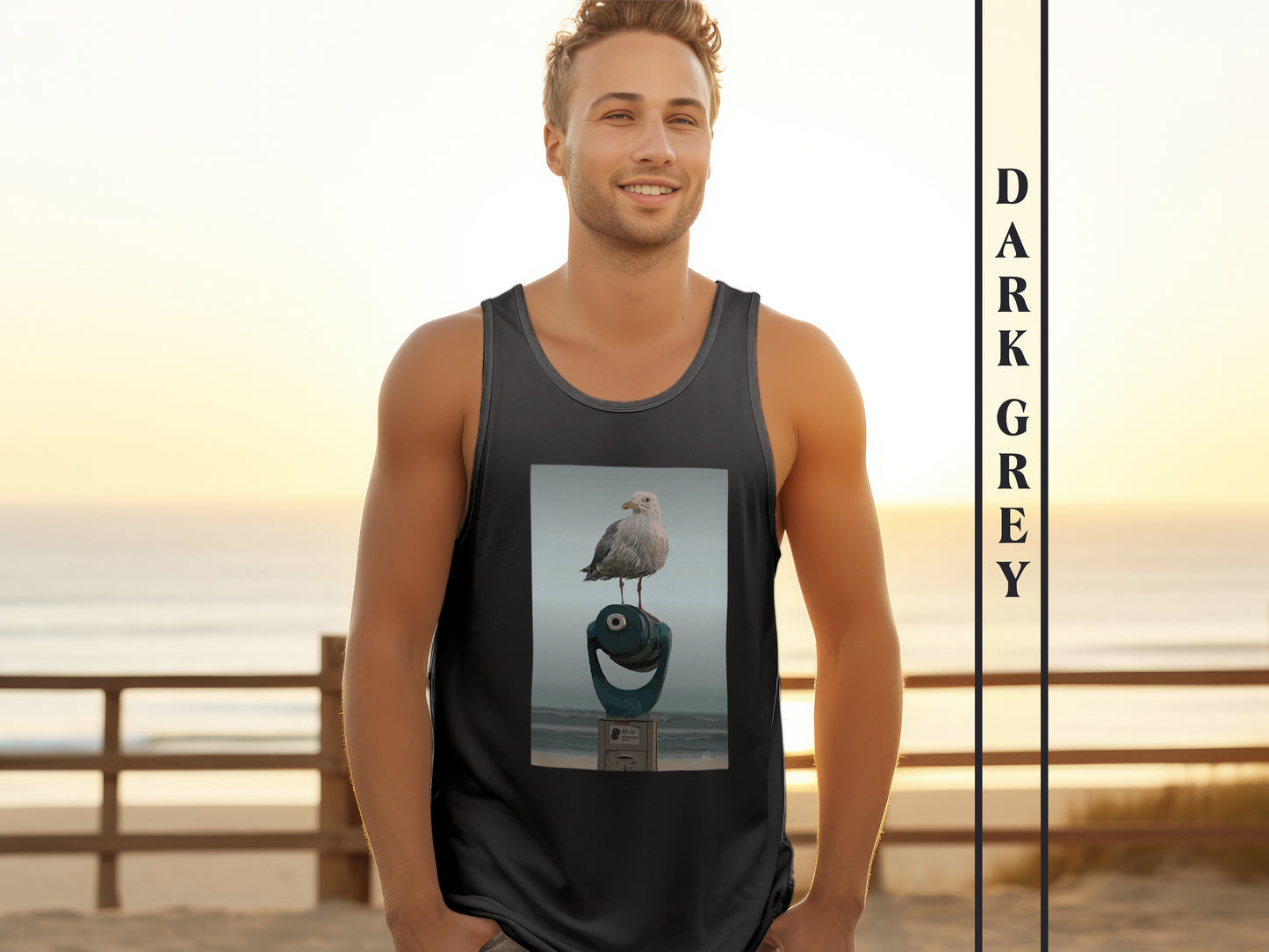 King of the Beach Tank Top in Dark Grey