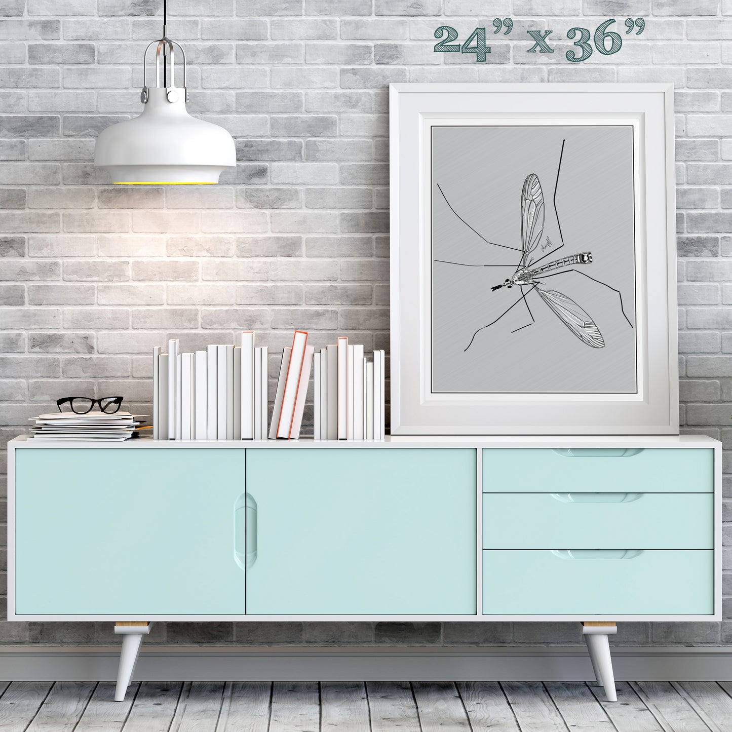 Line Art Insects - Mosquito Vertical Print, 19 sizes